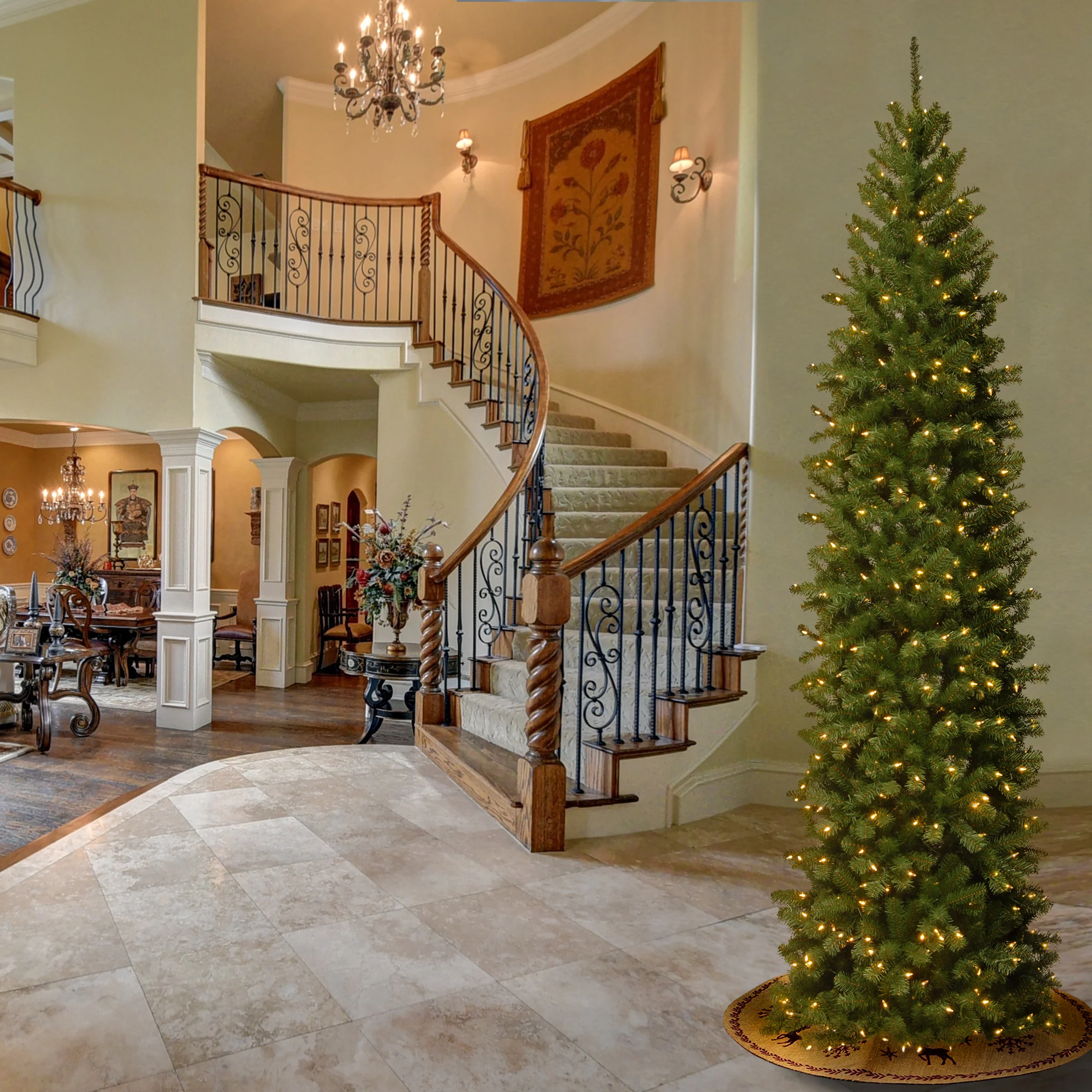 10 ft. Pre-Lit North Valley Spruce Pencil Slim Tree with Clear Lights, Plug-In - Image 3