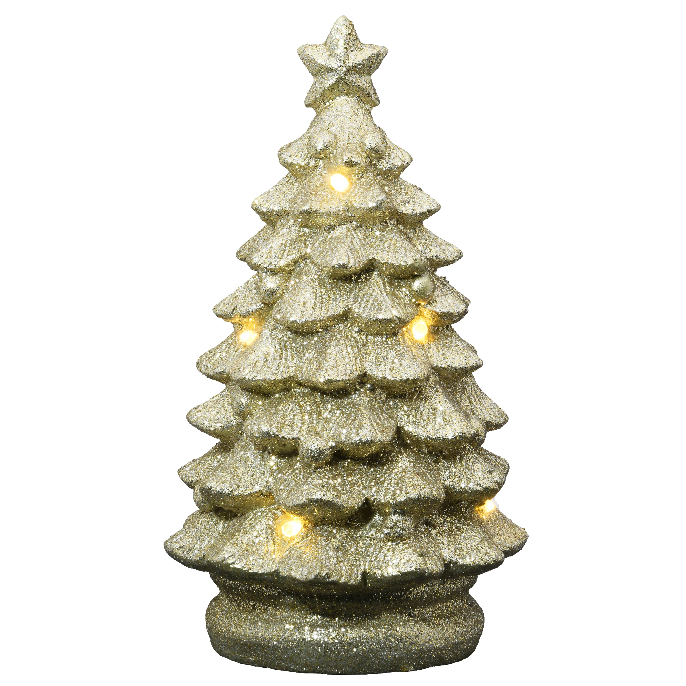 10 in. Lighted Gold Christmas Tree Décor