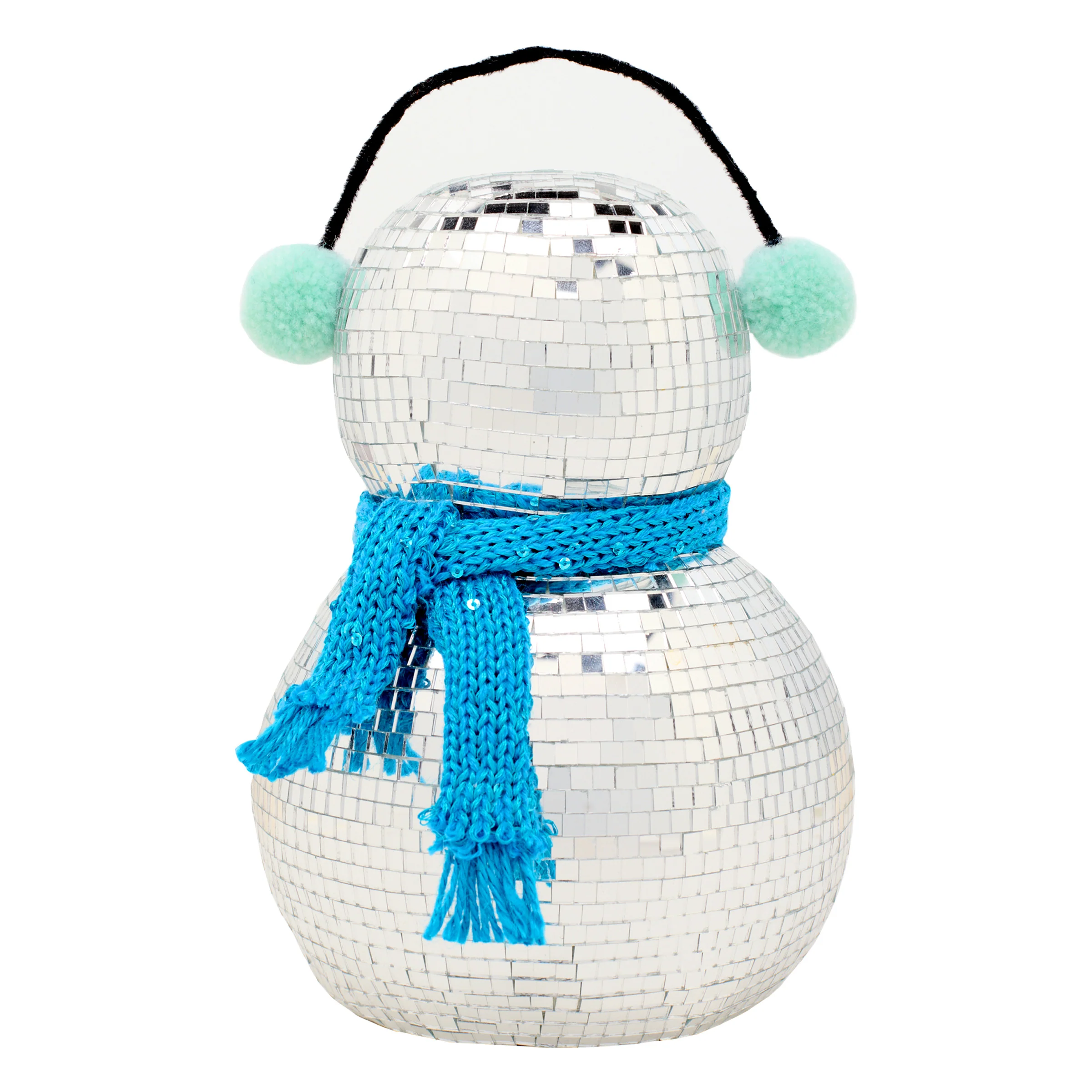 10 in. Dicso Ball Snowman with Blue Scarf - Image 5