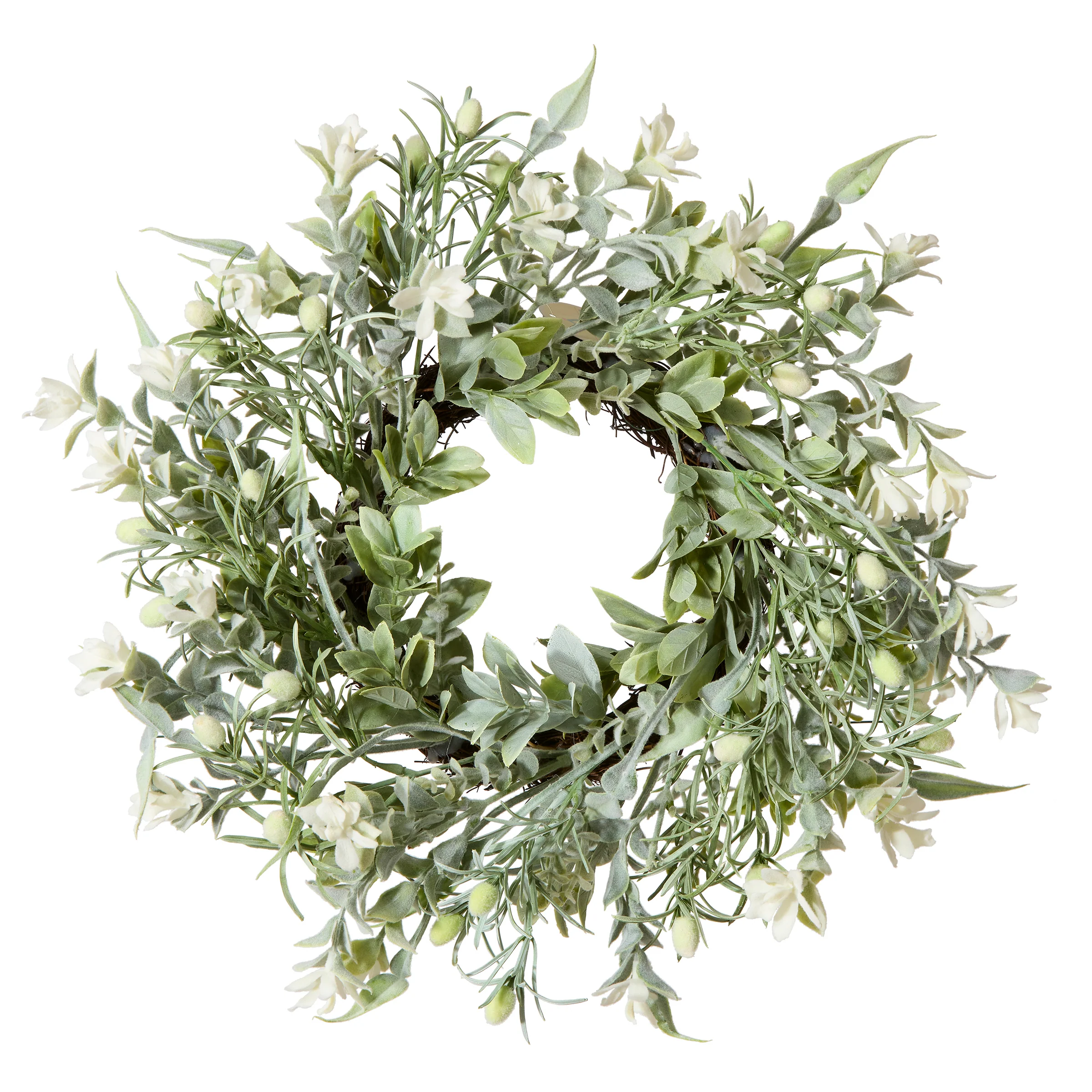 14 in.  Spring Table Wreath with Leafy Stems and Petite Flowers
