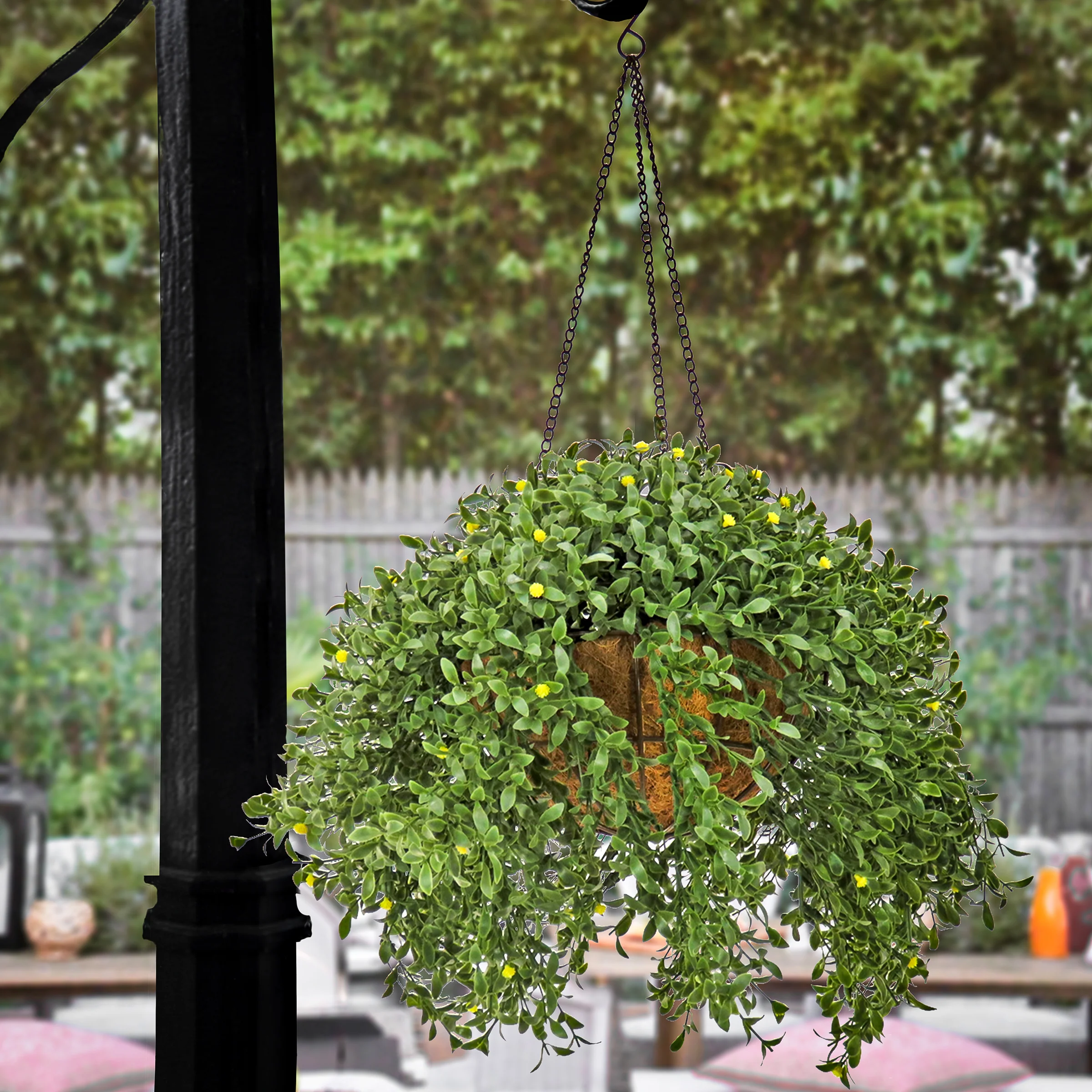 18 in. Spring Argentea Hanging Plant with Yellow Flowers - Image 2