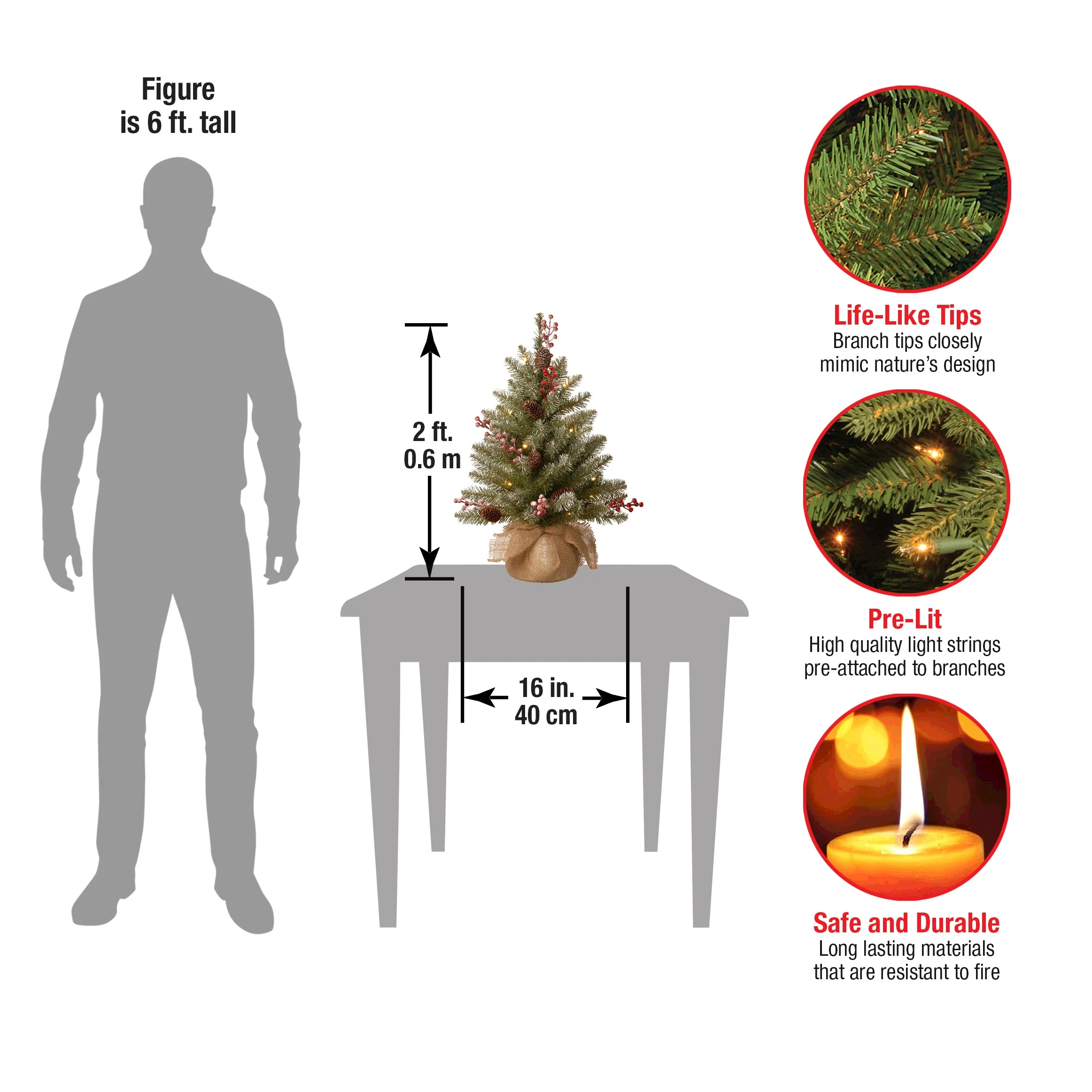 2 ft. Pre-Lit Dunhill Fir Tree with LED Lights - Image 4