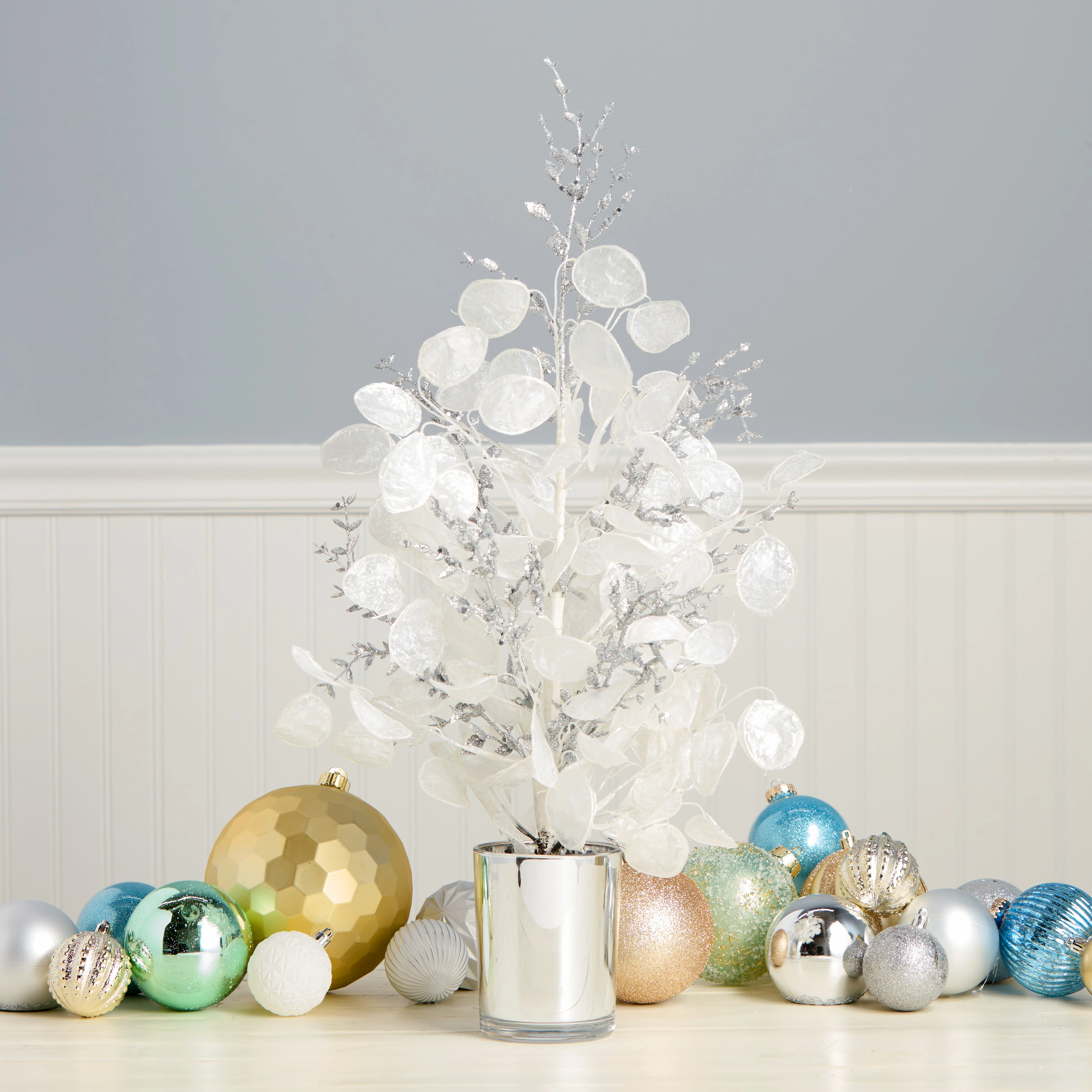 26in. White Frost White Tabletop Tree - Image 4