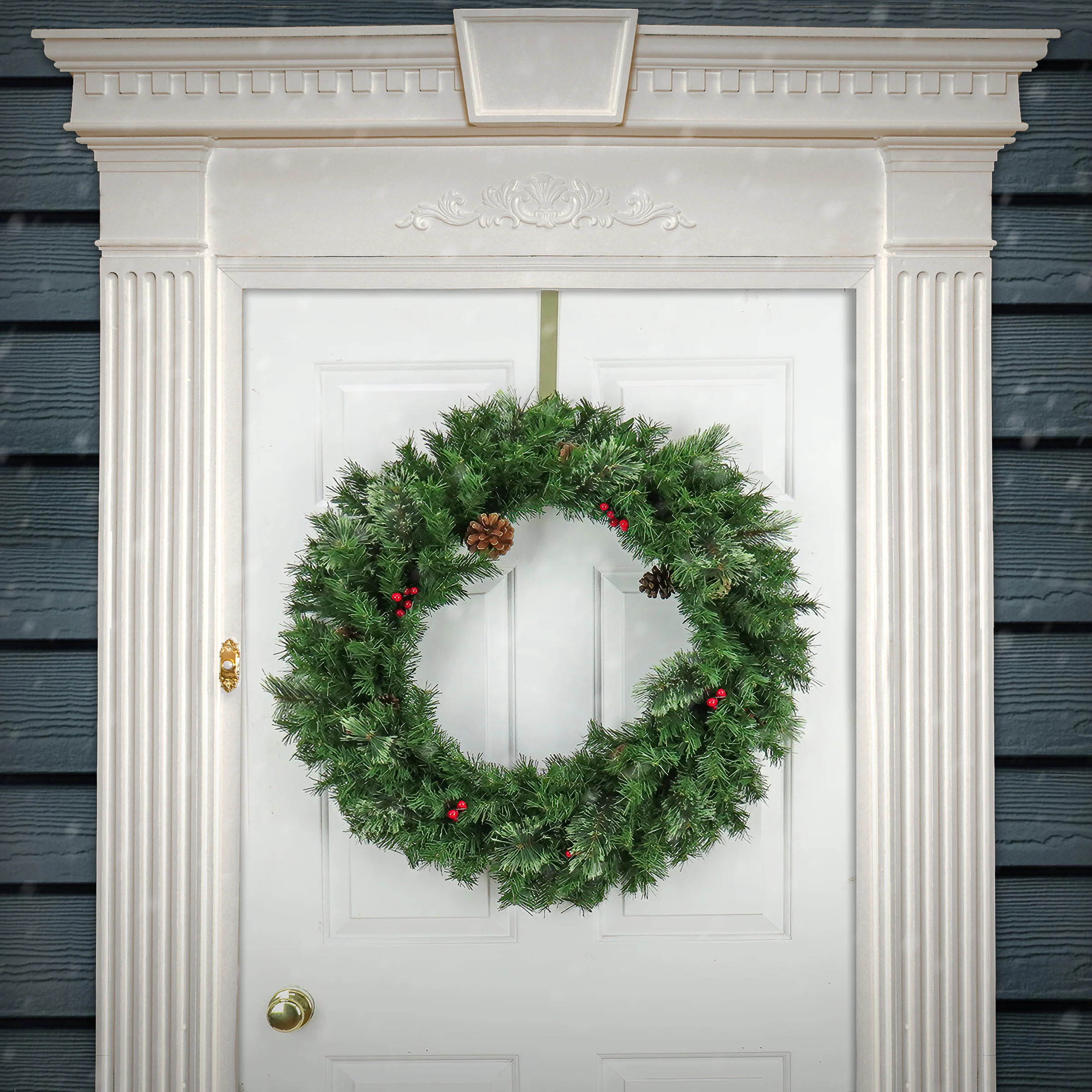 30 in. Cashmere Wreath with Pinecones and Red Berries - Image 2
