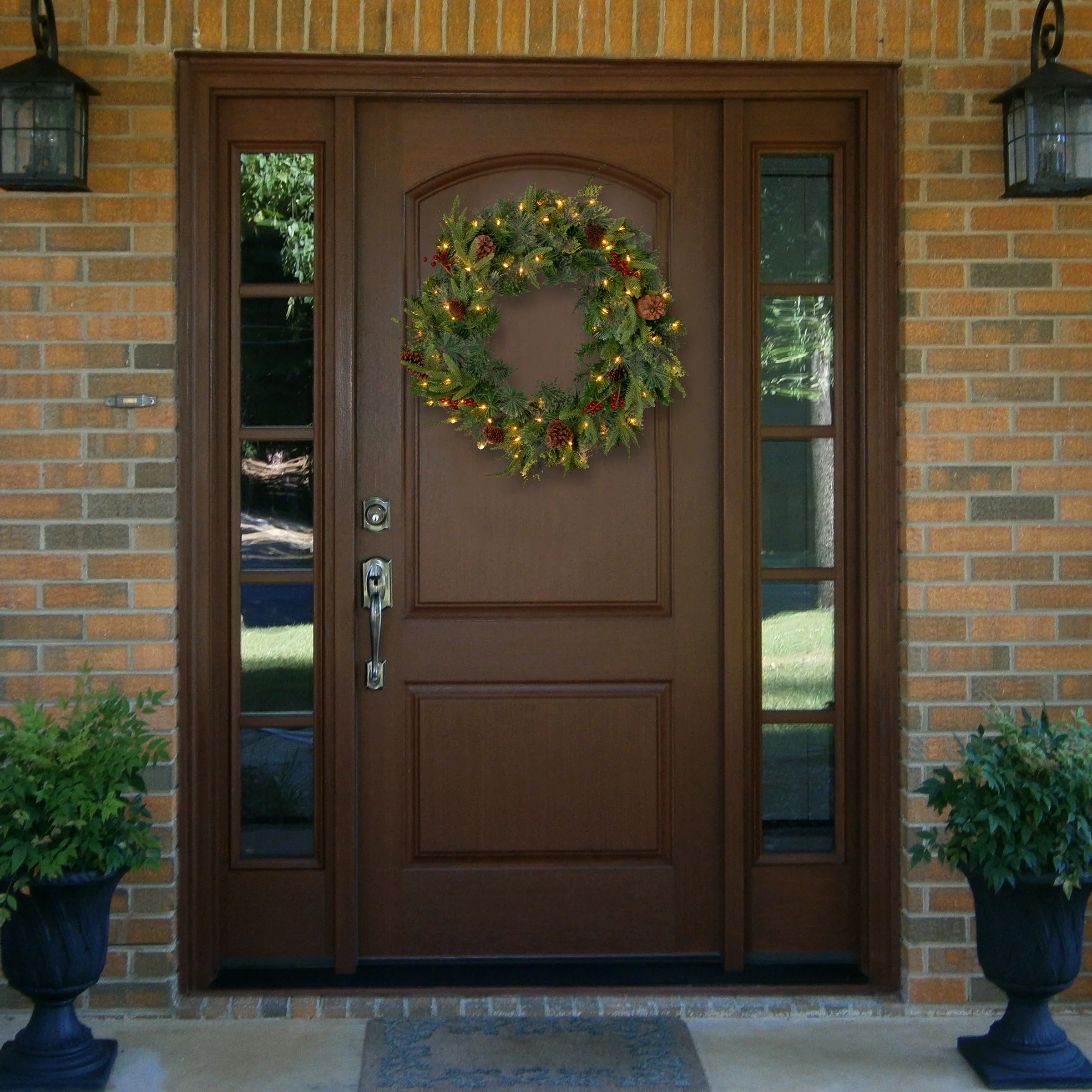30 in. Pre-Lit Colonial Fir Wreath with Clear Lights - Image 2
