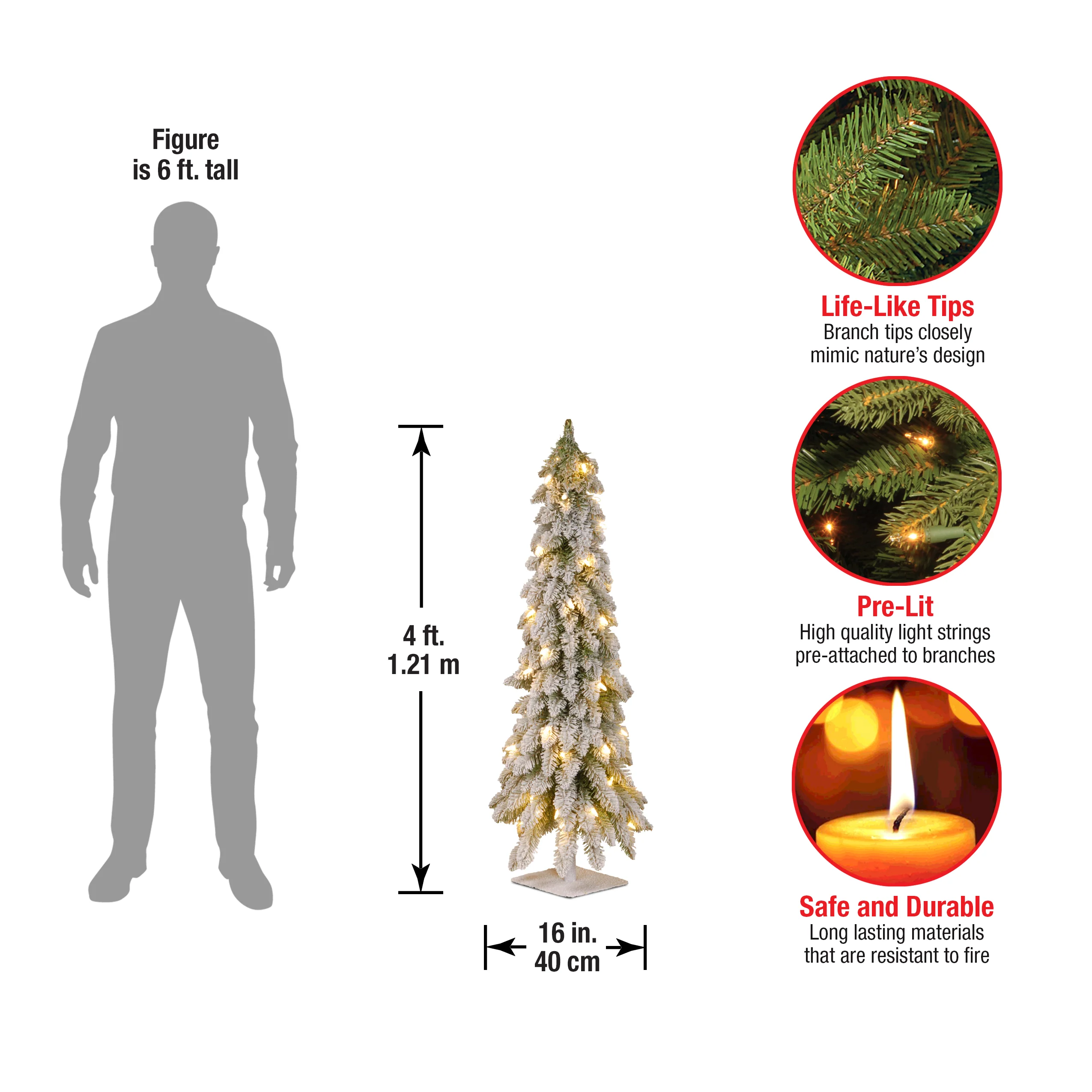 4 ft. Pre-Lit Snowy Downswept Forest Tree with Clear Lights, Plug-In - Image 8