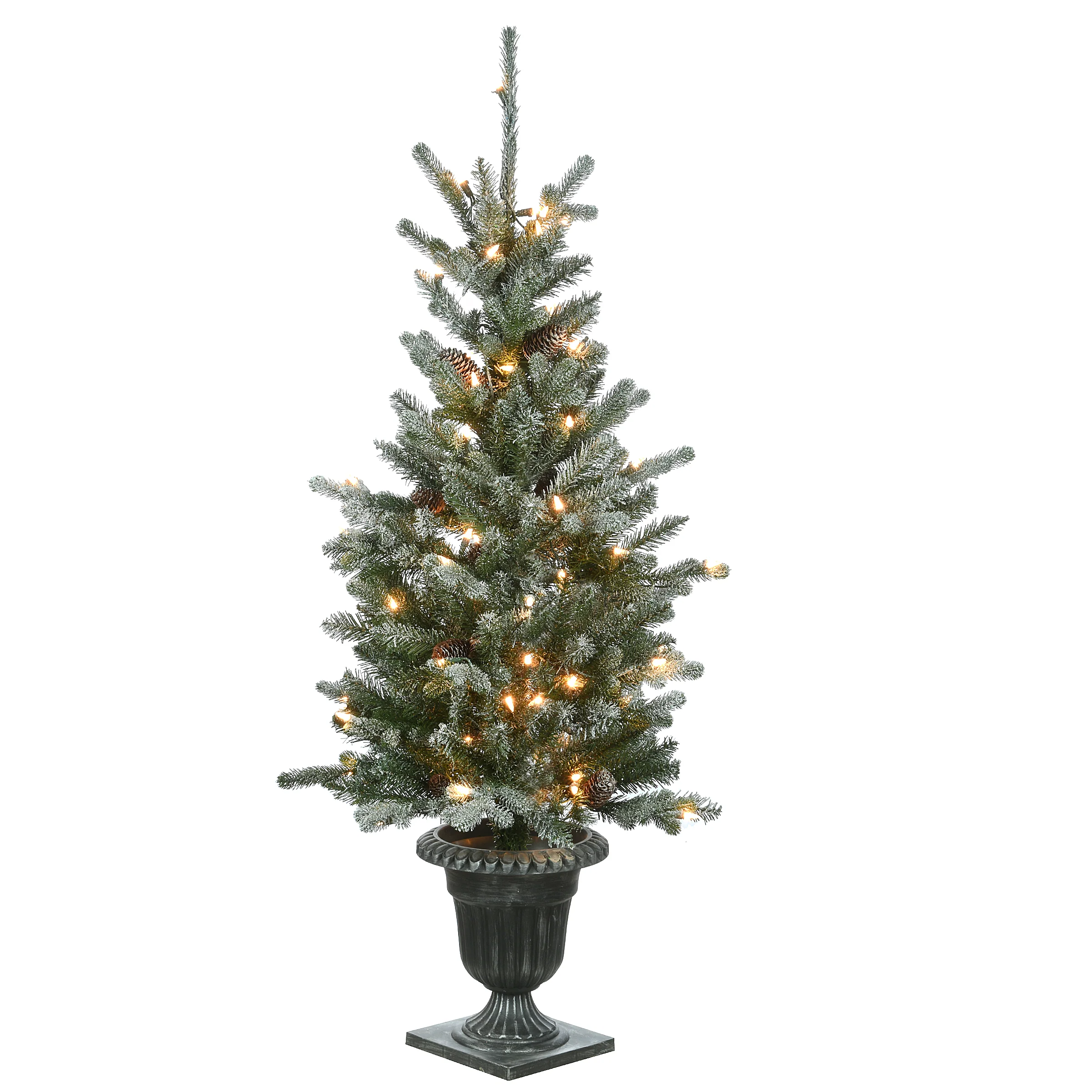 4 ft. Pre-Lit  Snowy Morgan Spruce Tree with Clear Lights, Plug-In