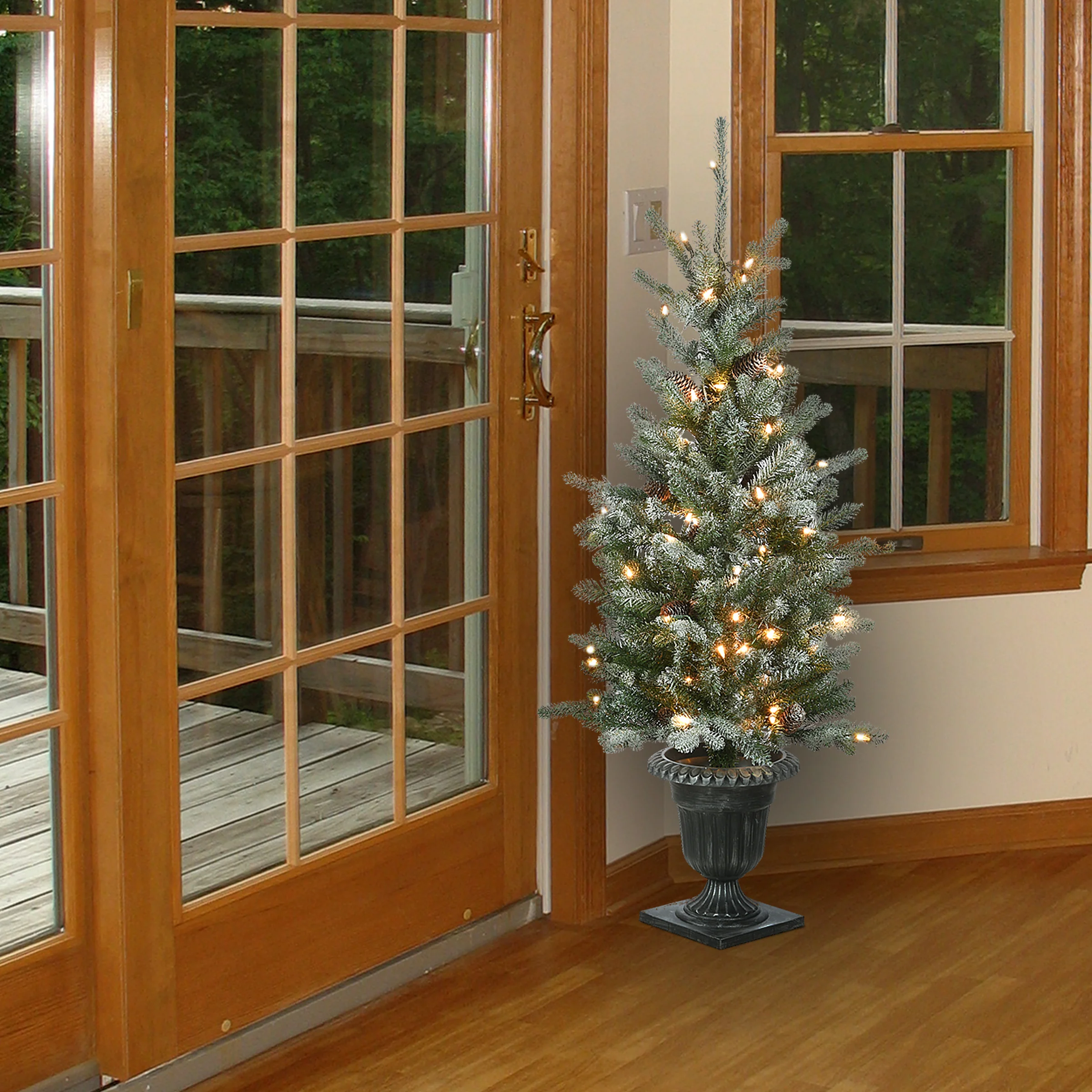 4 ft. Pre-Lit  Snowy Morgan Spruce Tree with Clear Lights, Plug-In - Image 2