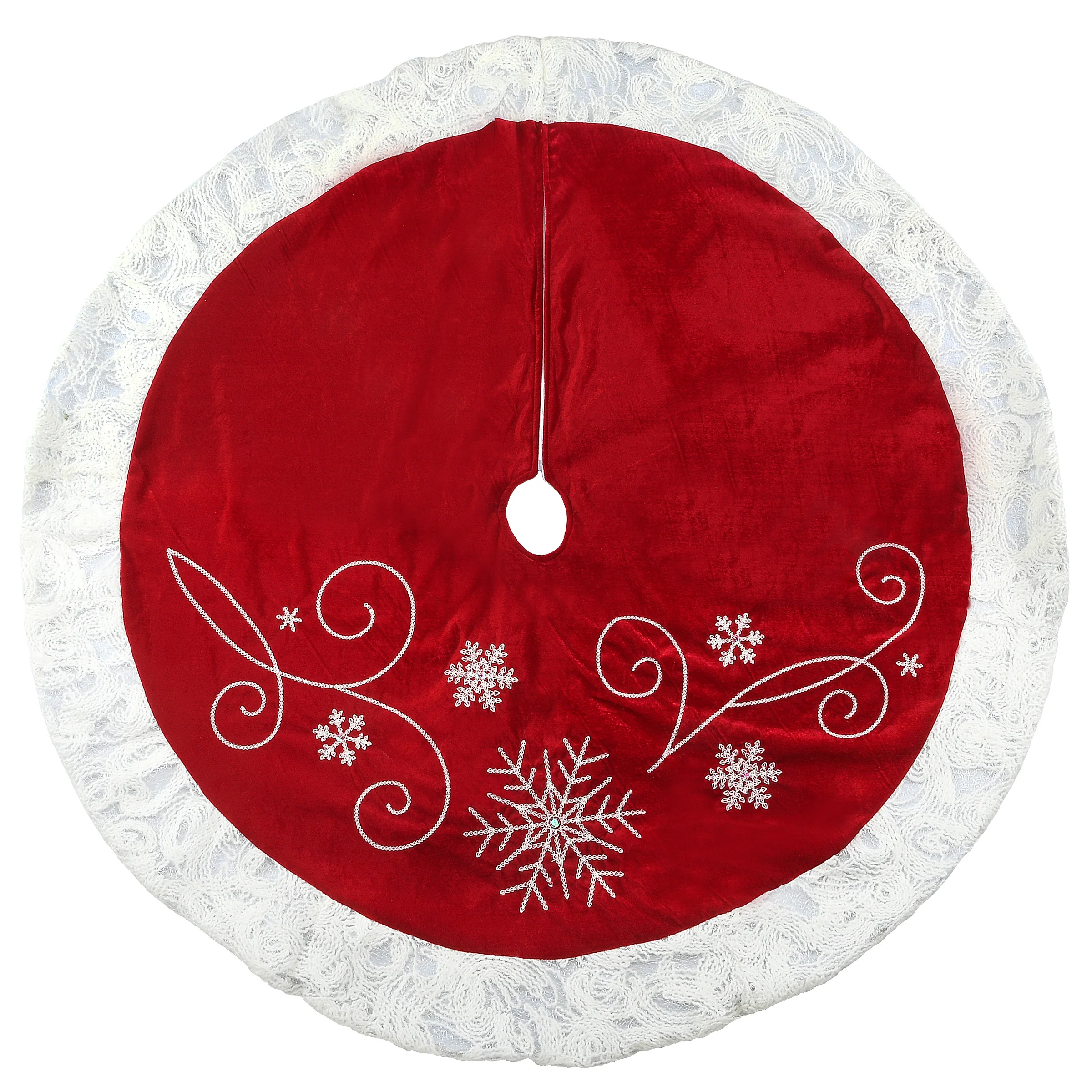 48 in. Scrolled Red and White Tree Skirt