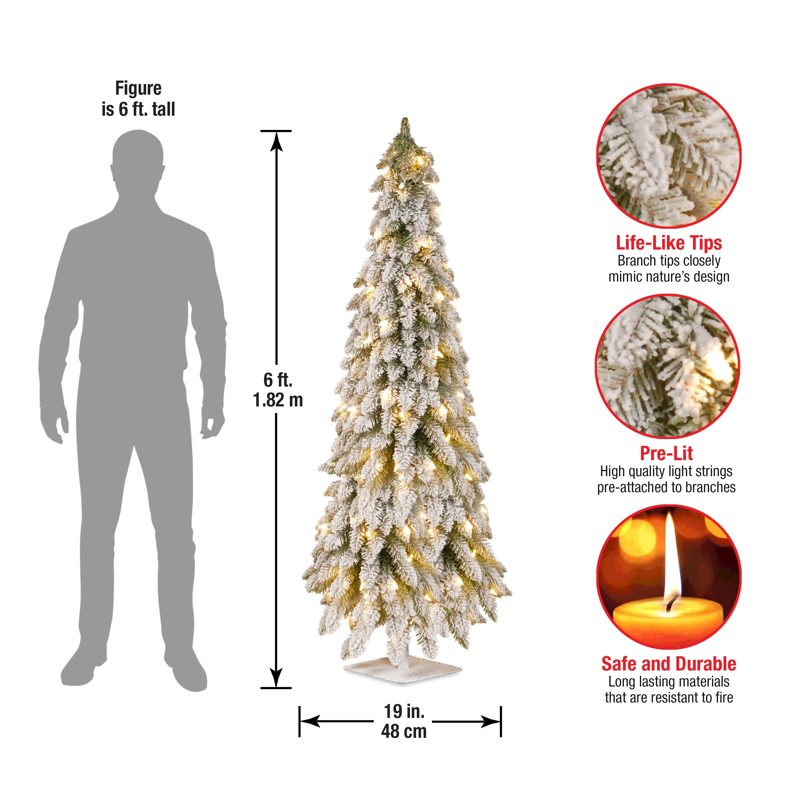 5 ft. Pre-Lit Snowy Downswept Forest Slim Tree with Clear Lights, Plug-In - Image 4