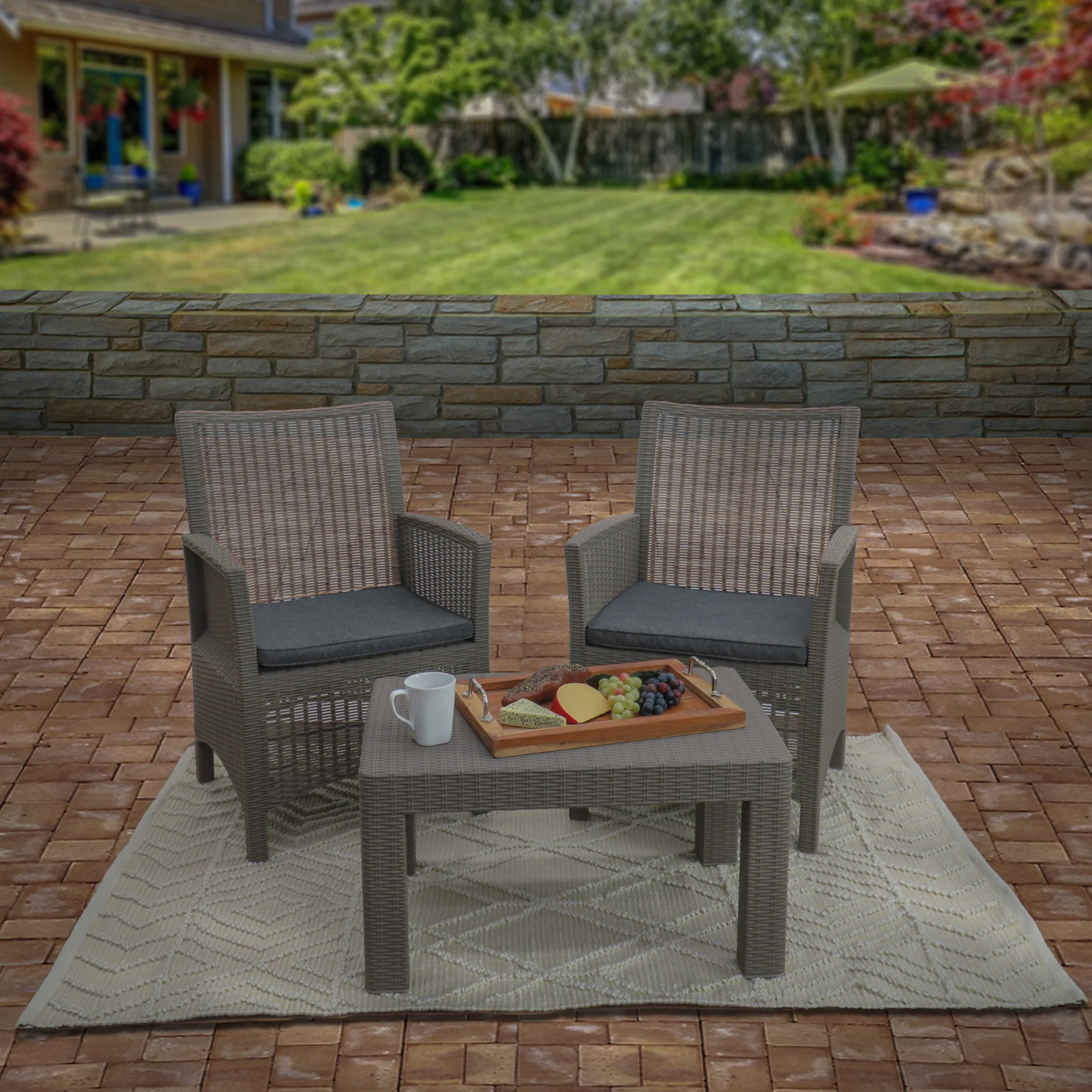 5x7 ft. Sand Hand Woven Outdoor Rug - Image 2