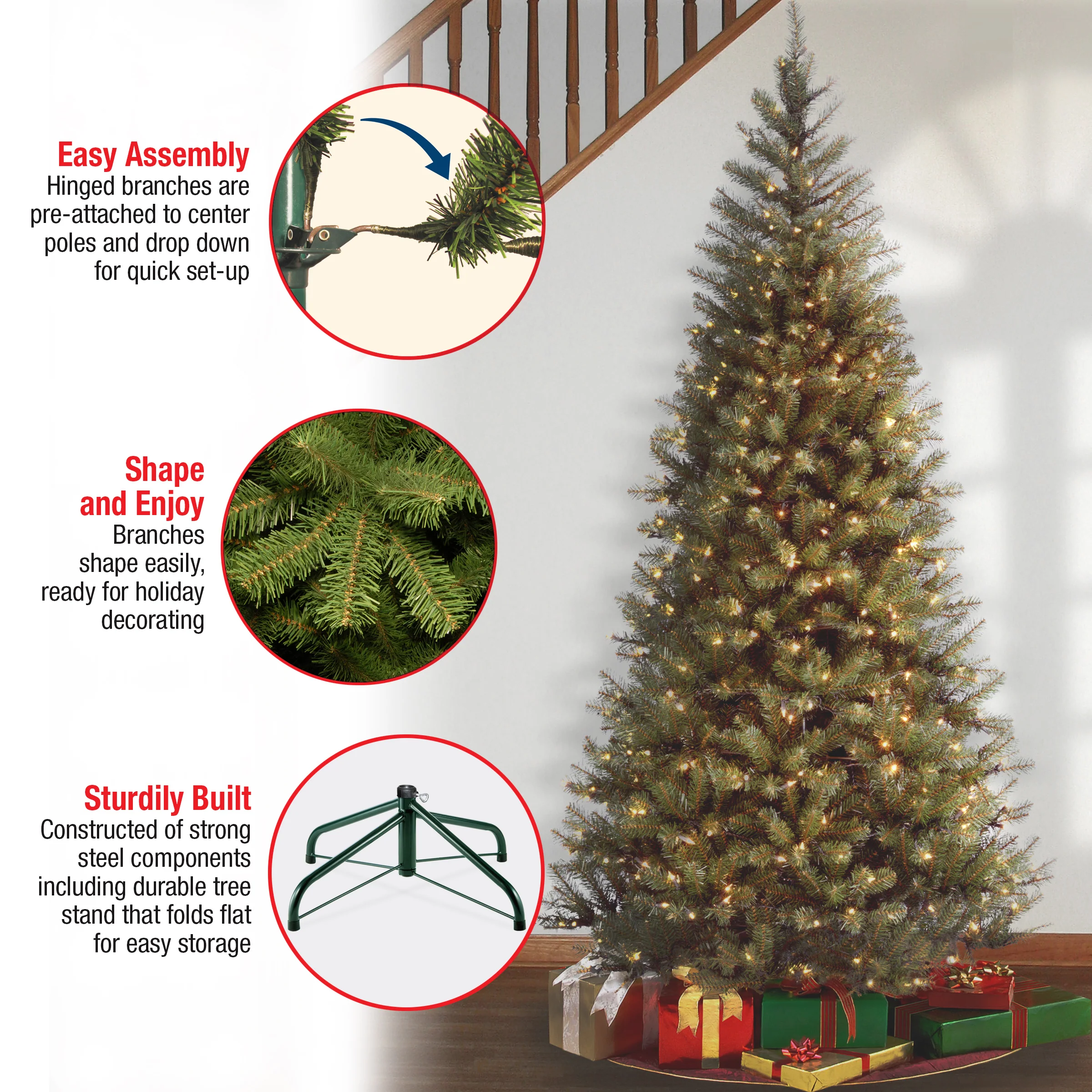 6.5 ft. Pre-Lit Aspen Spruce Slim Tree with Clear Lights, Plug-In - Image 14