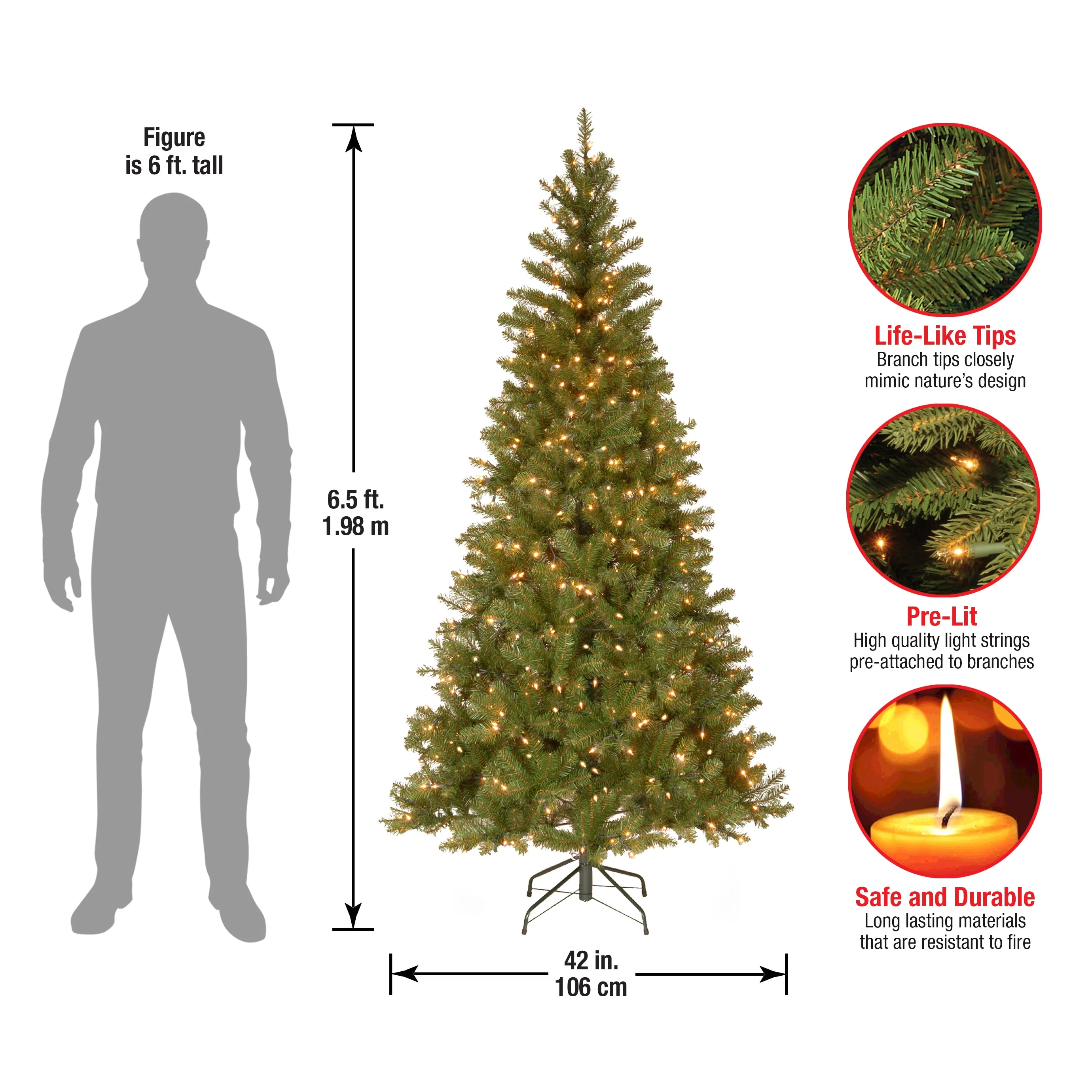 6.5 ft. Pre-Lit Aspen Spruce Slim Tree with Clear Lights, Plug-In - Image 9
