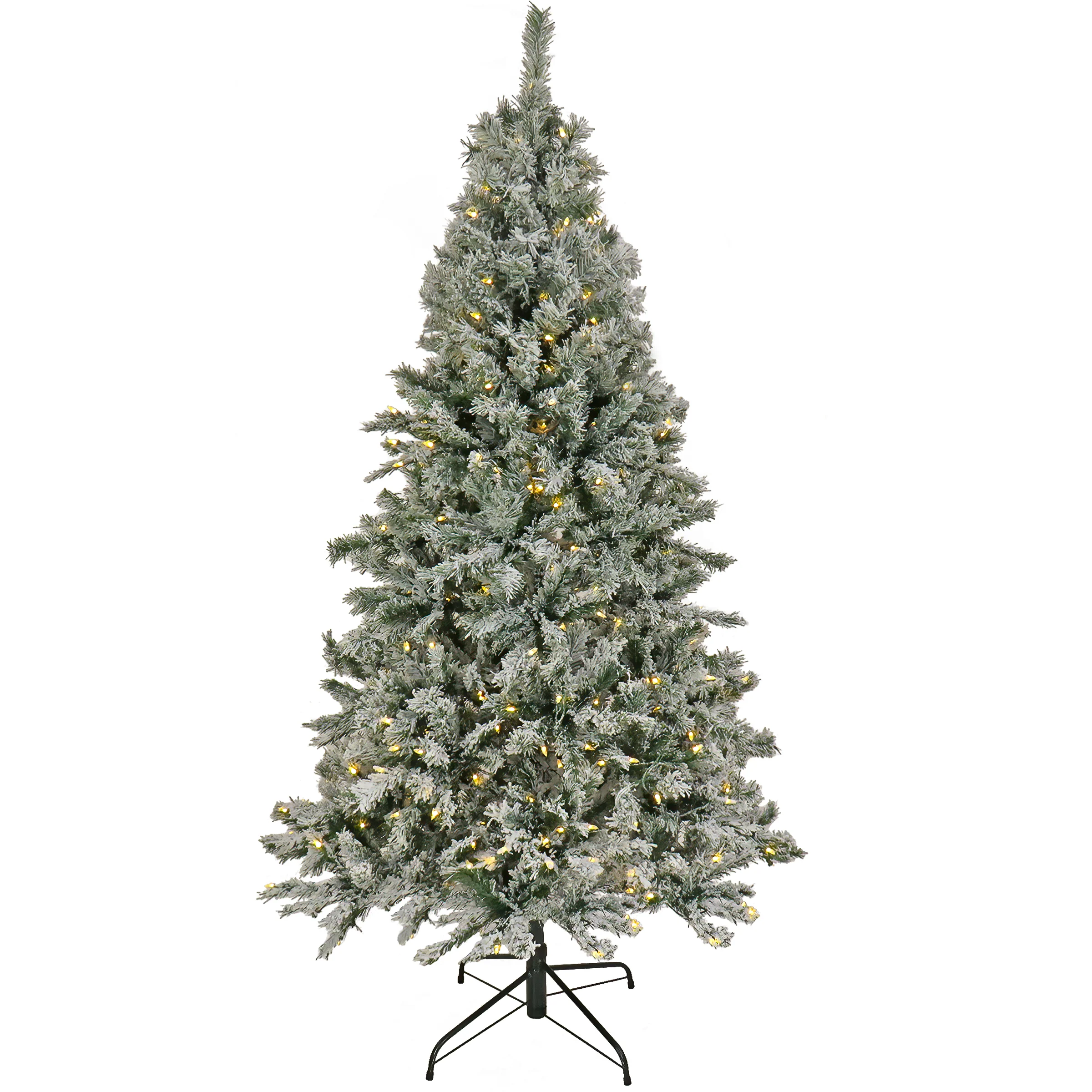 6.5 ft. Pre-Lit Snowy Harwich Tree with Dual Color LED Lights, Plug-In
