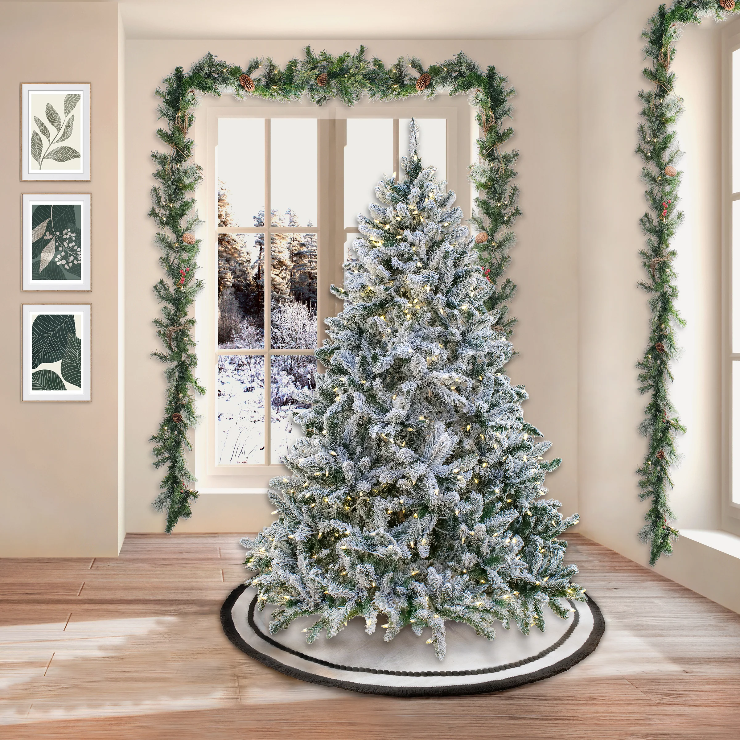 6.5 ft. Pre-Lit Snowy Hudson Tree with  PowerConnect Warm White LED Lights, Plug-In - Image 2