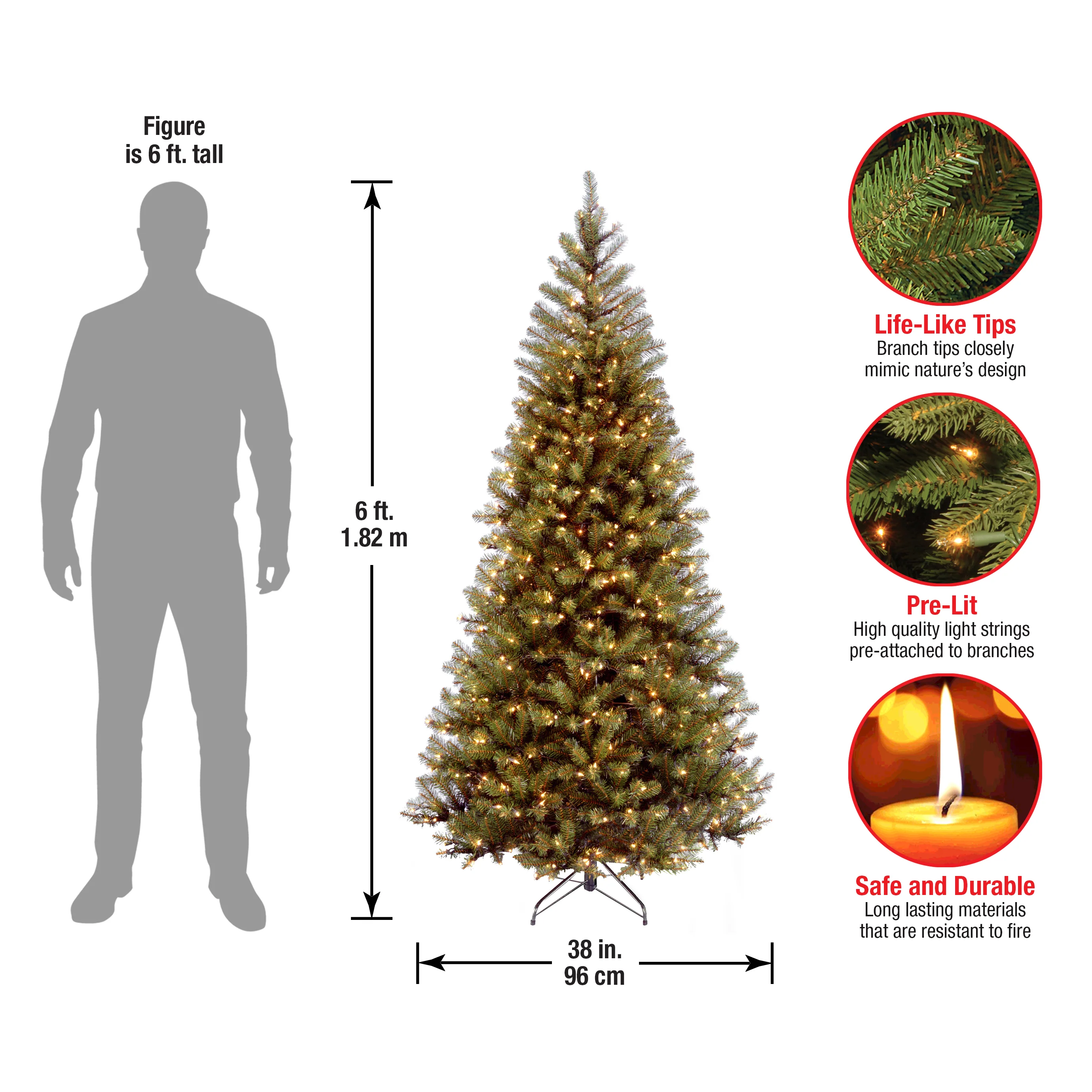 6 ft. Pre-Lit Aspen Spruce Slim Tree with Clear Lights, Plug-In - Image 13