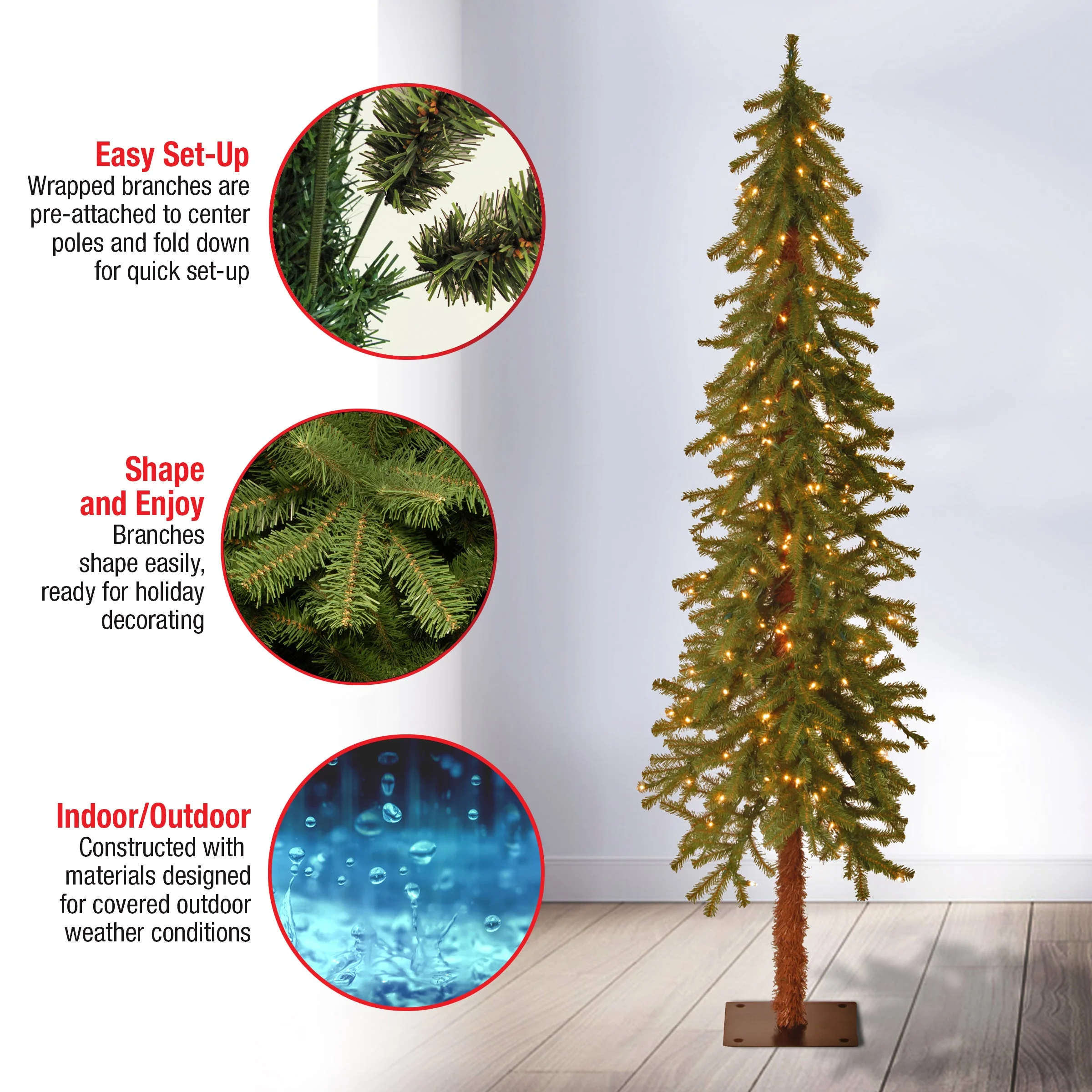 6 ft. Pre-Lit Hickory Cedar Tree with Clear Lights, Plug-In - Image 8