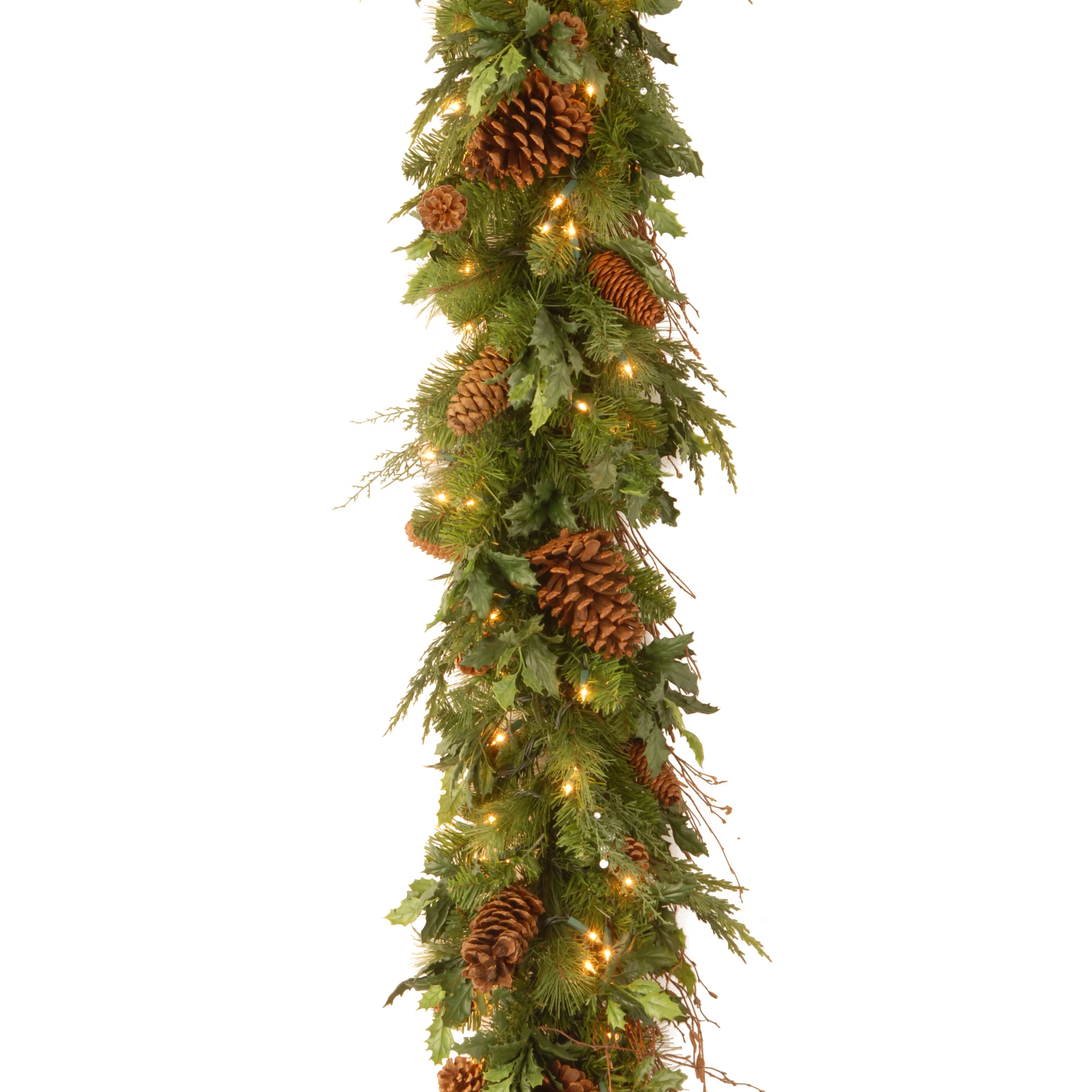 6 ft. Pre-Lit  Juniper Mix Pine Garland with LED Lights