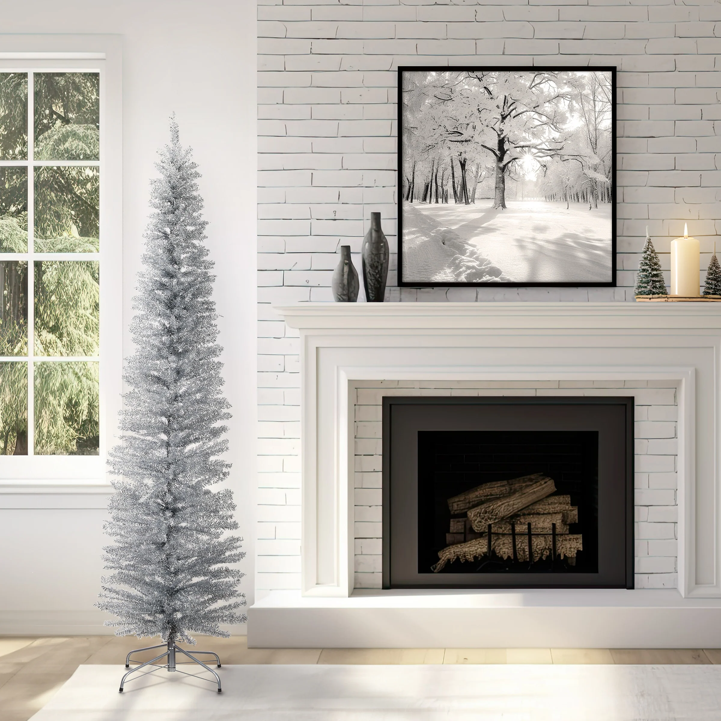 6 ft. Tinsel Collection Silver Tree - Image 2