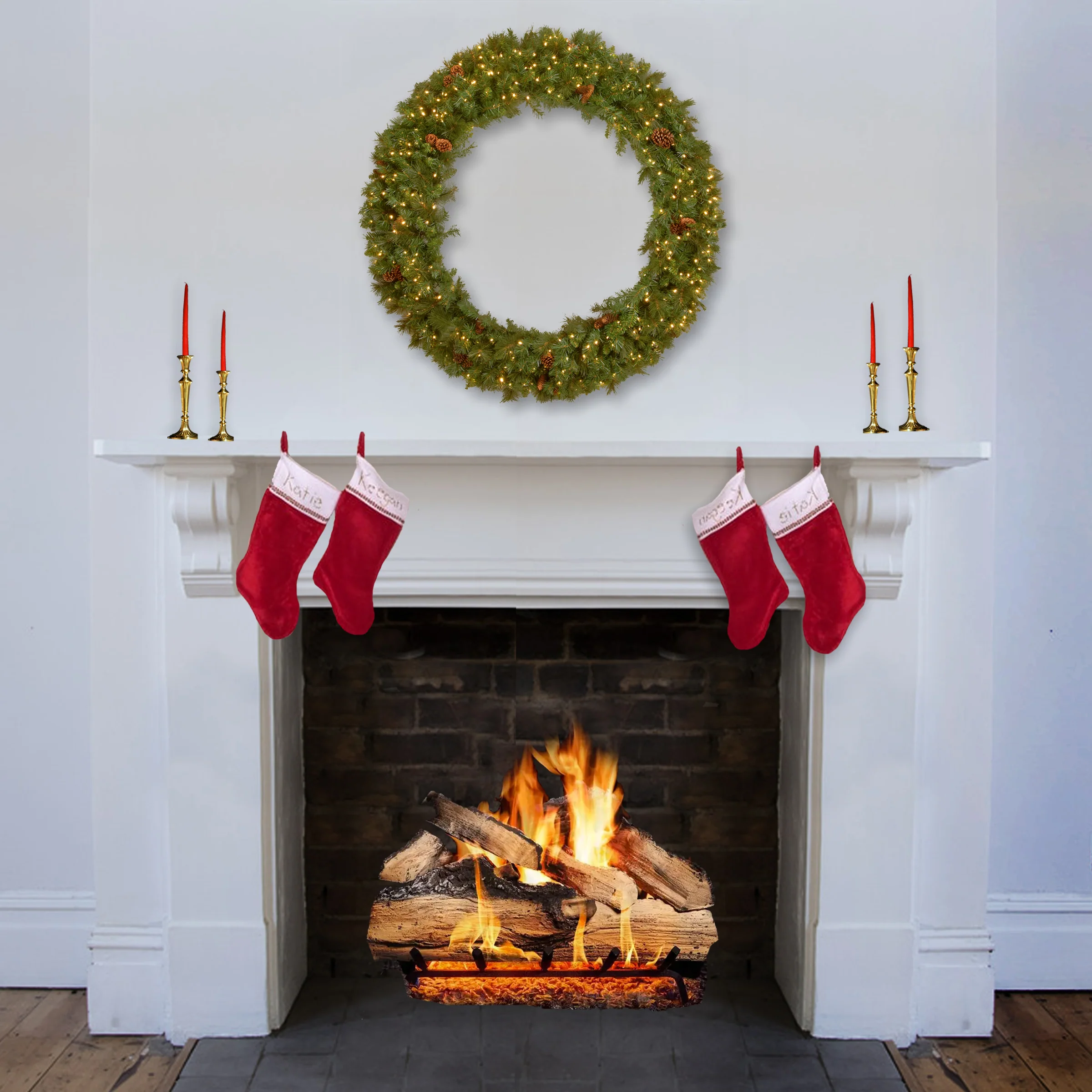 60 in. Garwood Spruce Wreath with Warm White LED Lights - Image 6