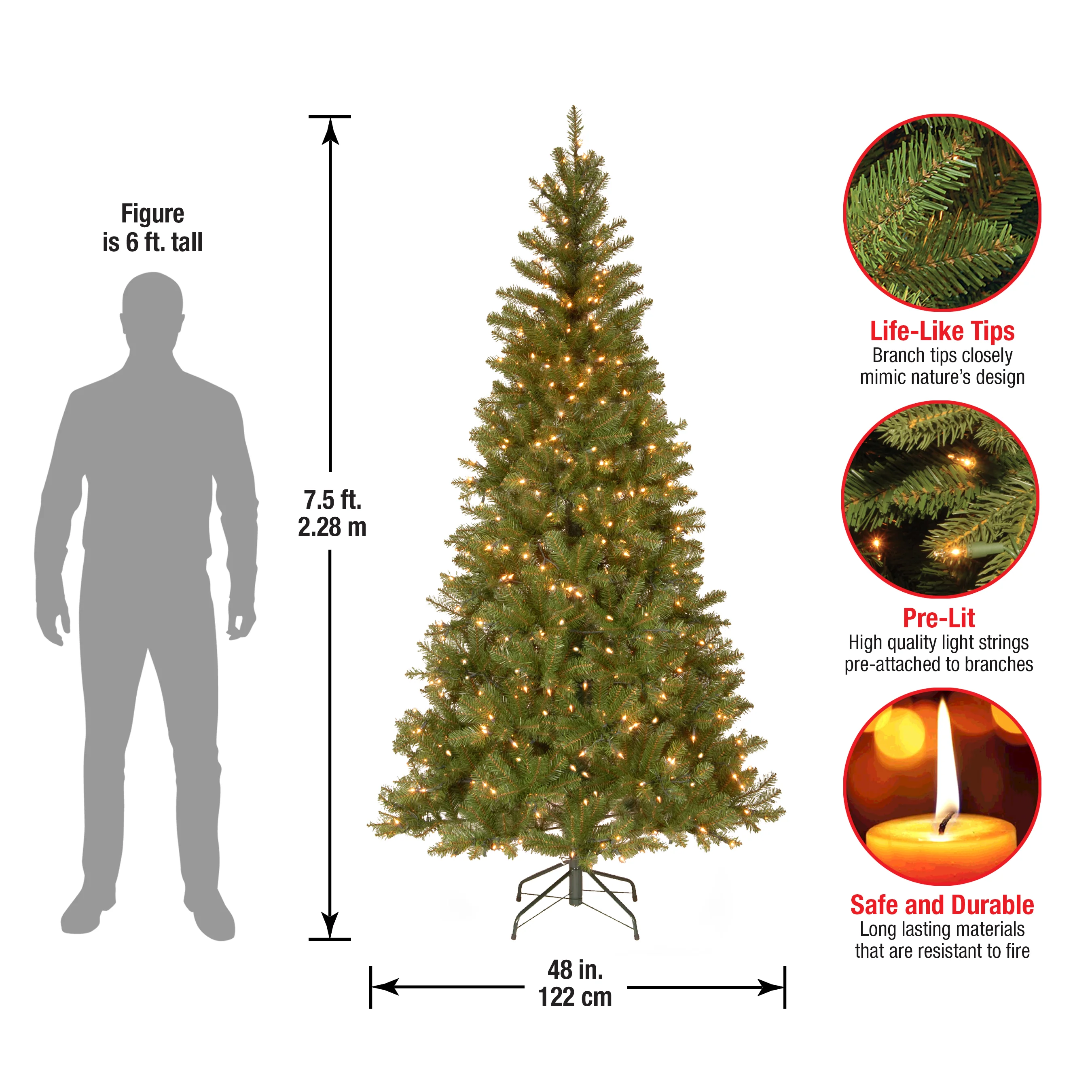 7.5 ft. Pre-Lit Aspen Spruce Slim Tree with Clear Lights, Plug-In - Image 13