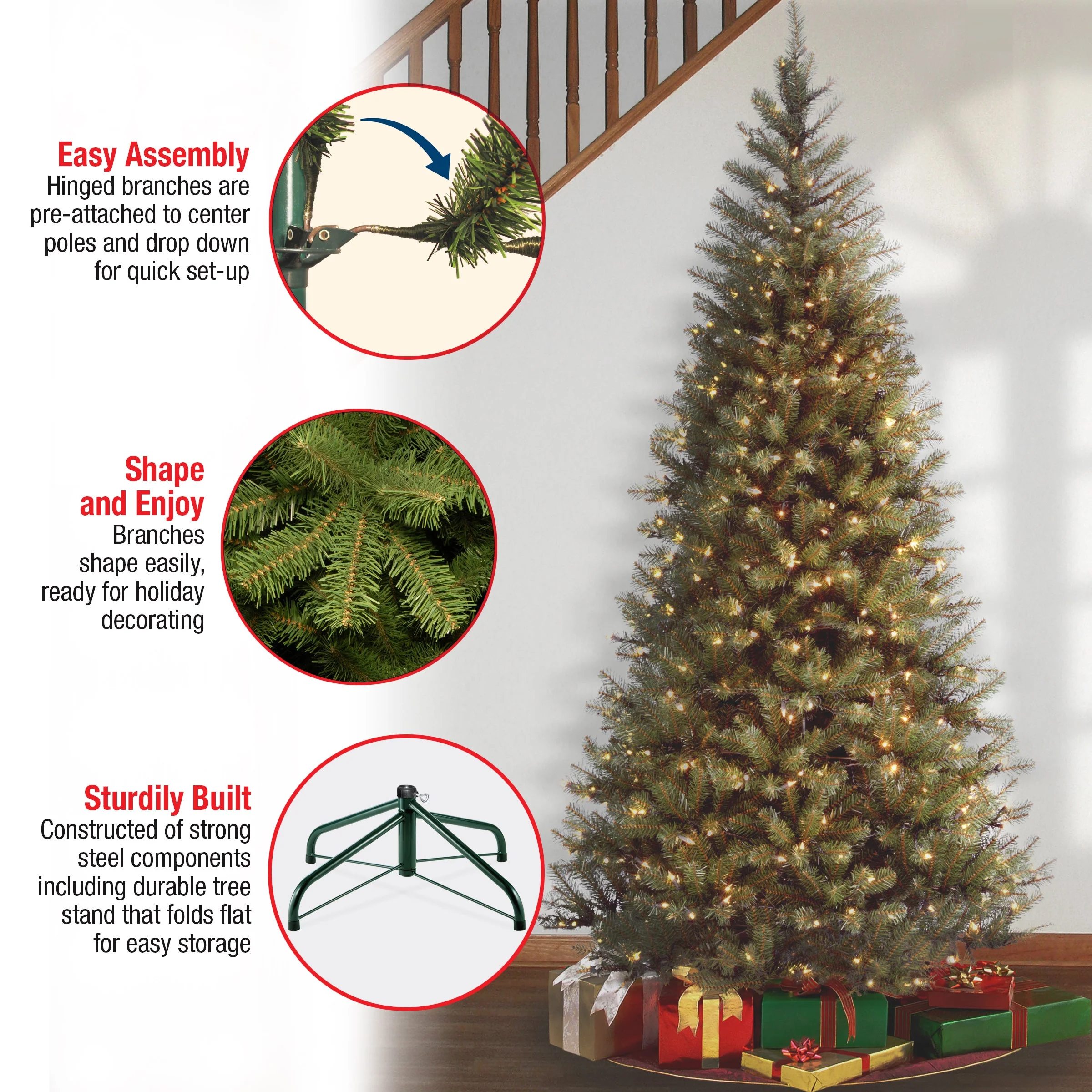 7.5 ft. Pre-Lit Aspen Spruce Slim Tree with Clear Lights, Plug-In - Image 6