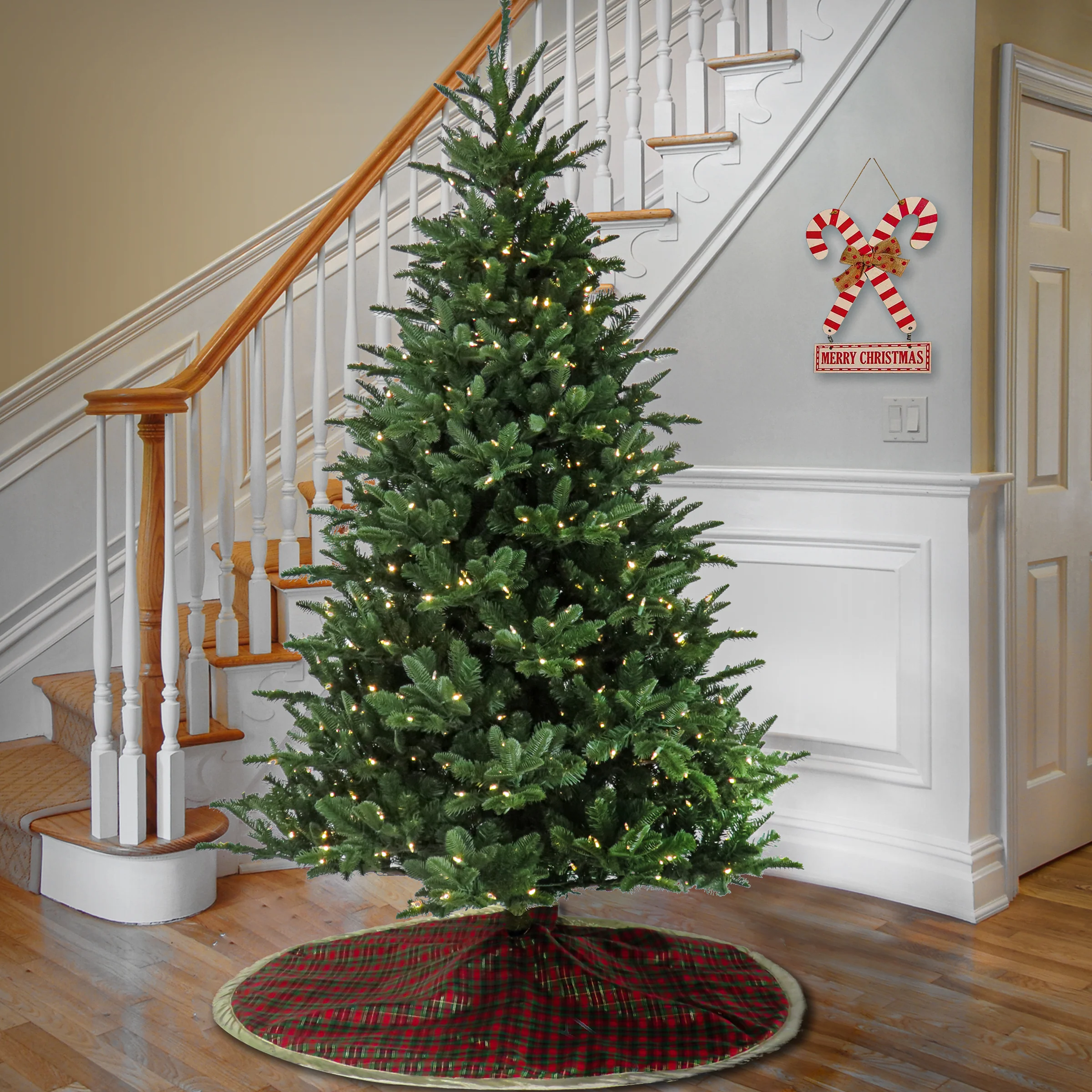 7.5 ft. Pre-Lit Christmas Norway Spruce Tree with LED Lights - Image 2