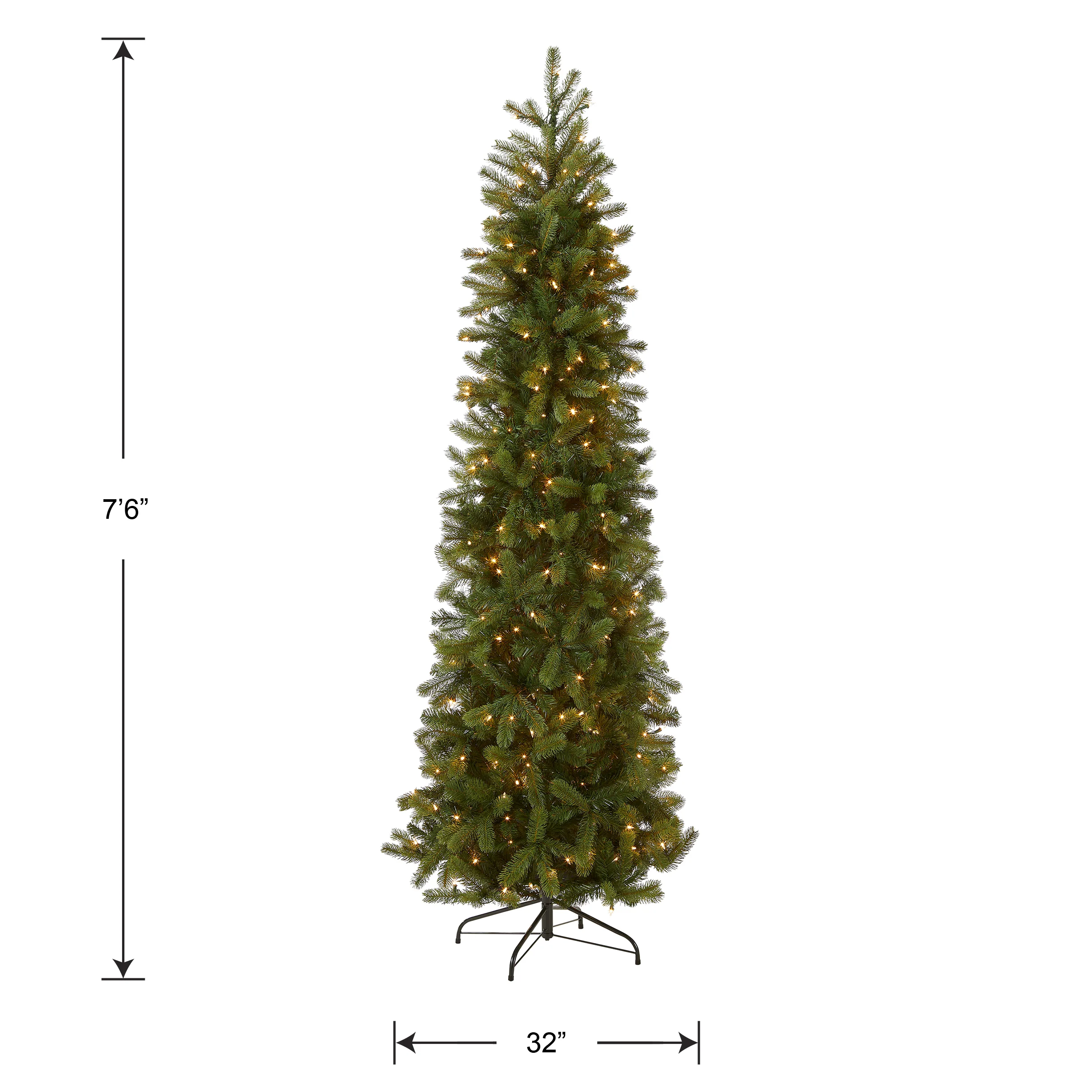 7.5 ft. Pre-Lit Downswept Douglas Fir Pencil Slim Tree with Clear Lights, Plug-In - Image 5