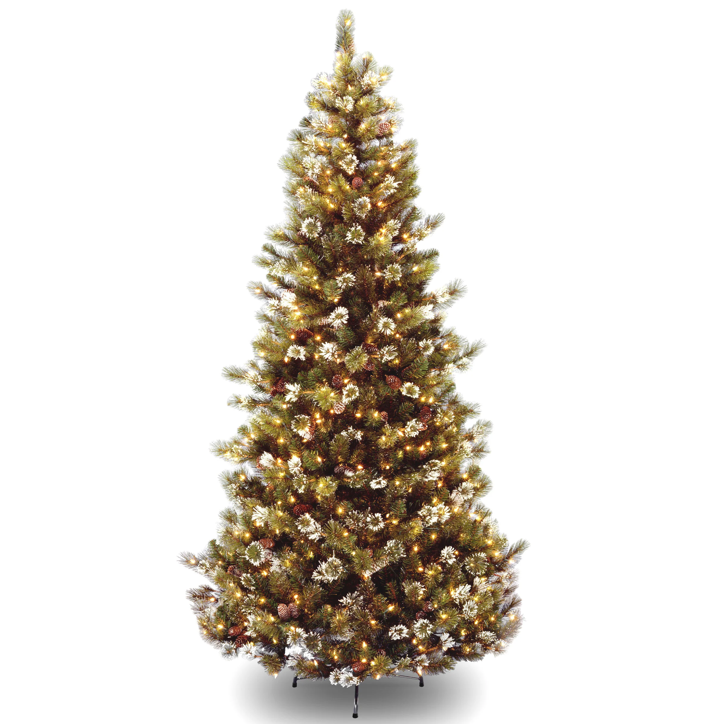 7.5 ft. Pre-Lit Glittery Pine Slim Tree with Clear Lights, Plug-In
