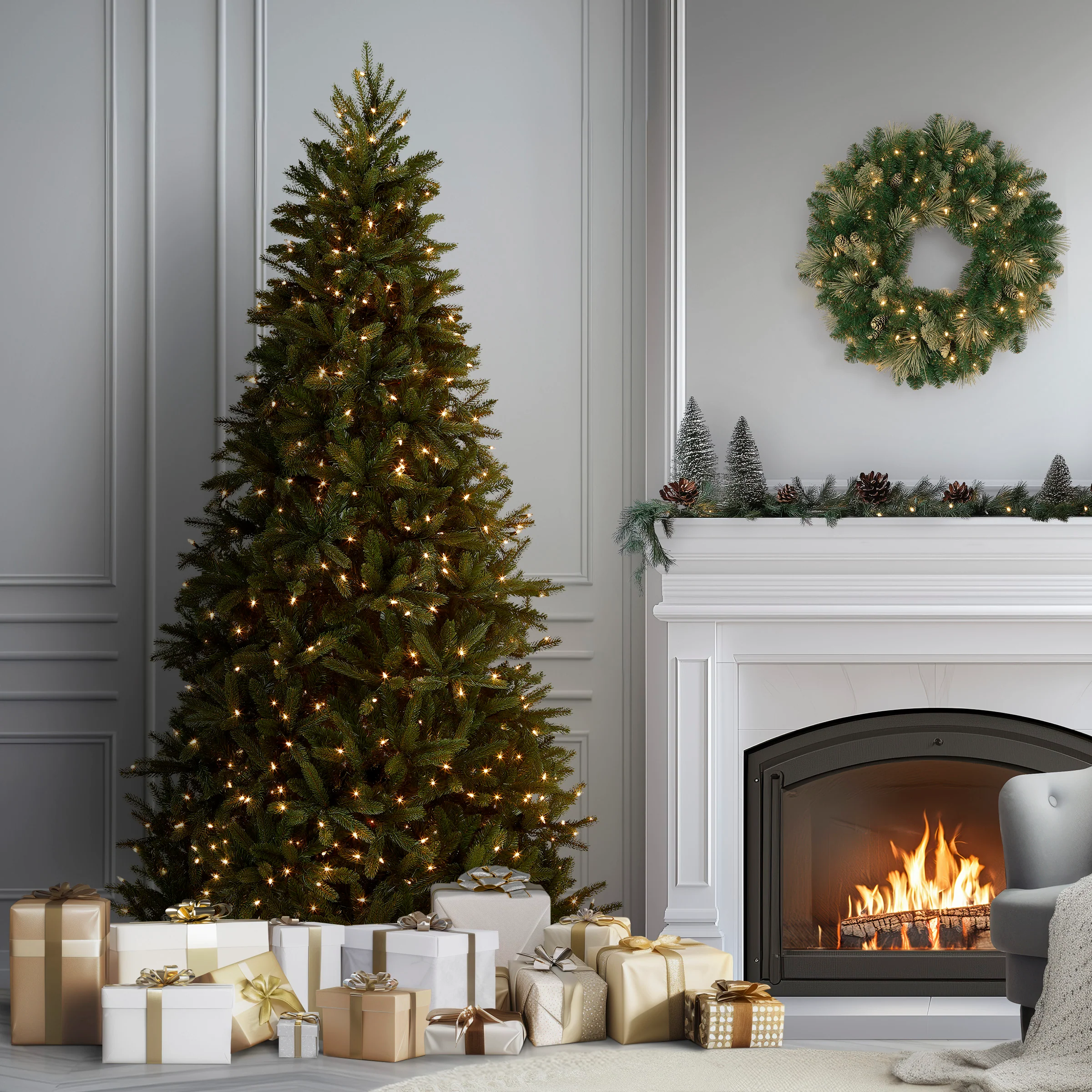 7.5 ft. Pre-Lit Grande Fir Medium Tree with Clear Lights, Plug-In - Image 2