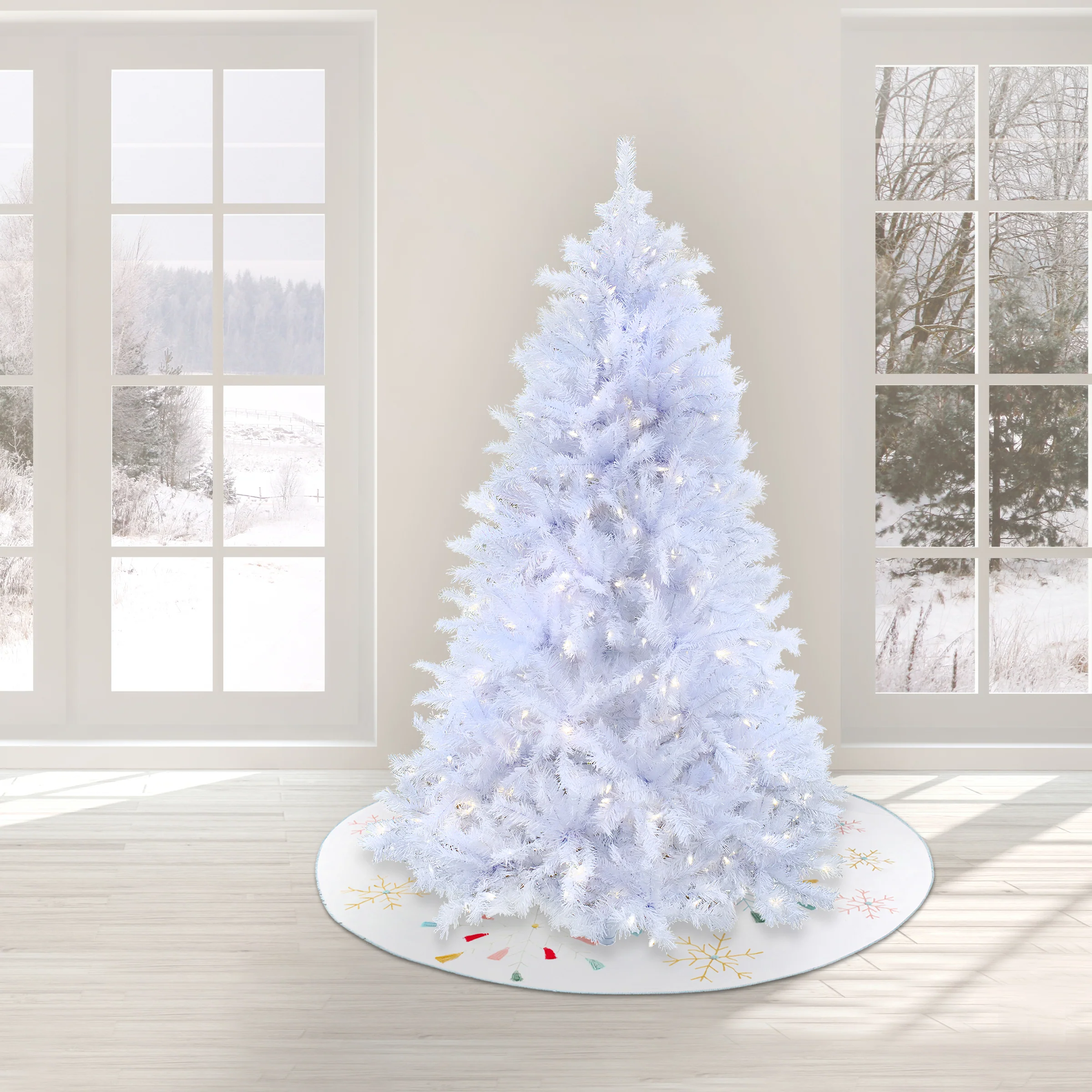 7.5 ft. Pre-Lit Millville White Tree with PowerConnect Warm White LED Lights, Plug-In - Image 2