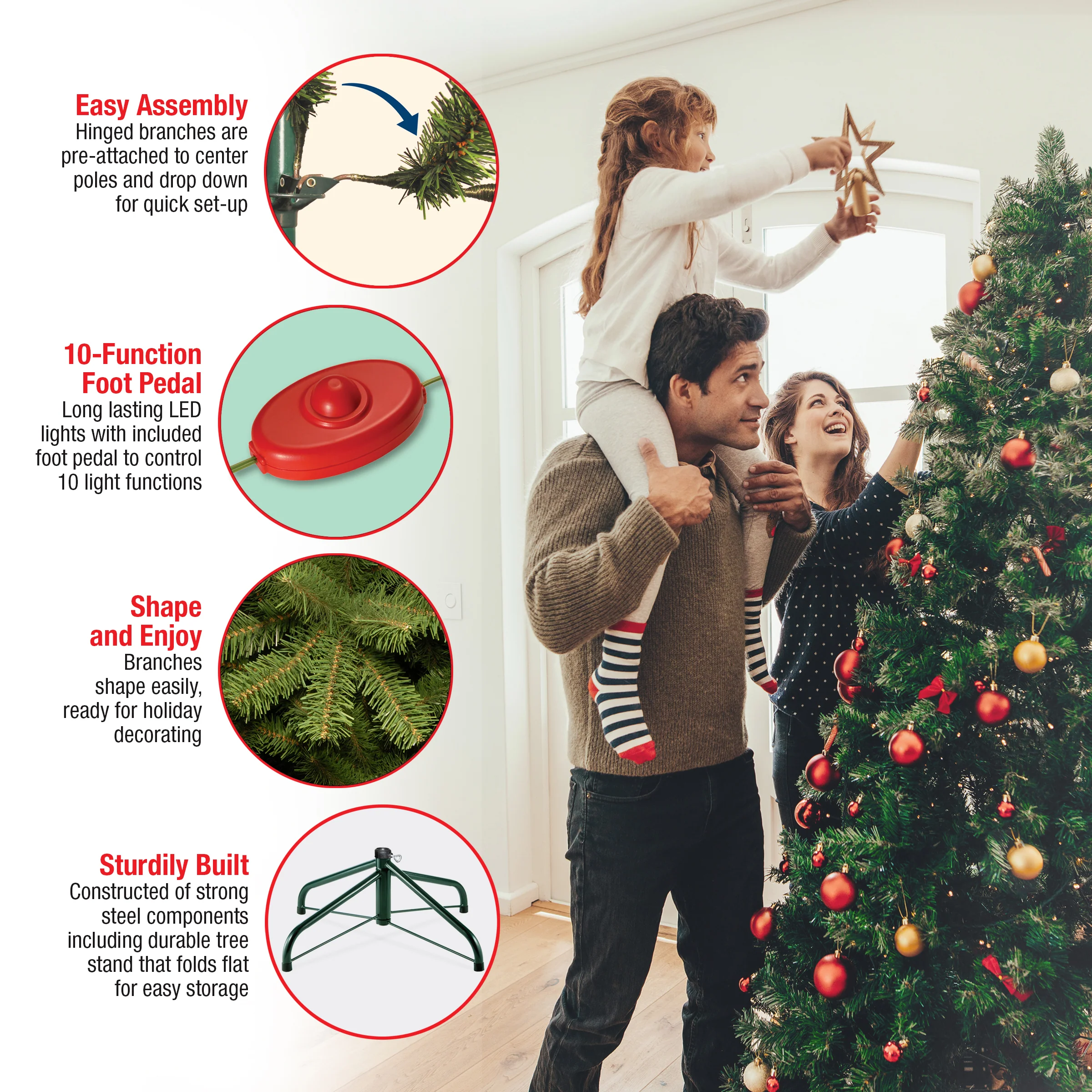 7.5 ft. Pre-Lit North Valley Spruce Tree with Dual Color LED Lights, Plug-In - Image 6