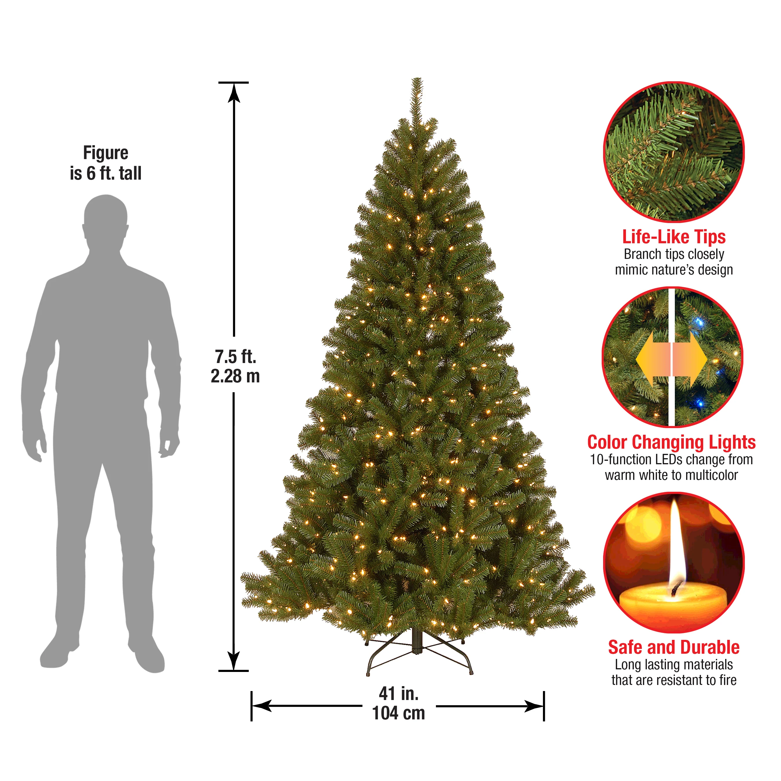 7.5 ft. Pre-Lit North Valley Spruce Tree with Dual Color LED Lights, Plug-In - Image 7