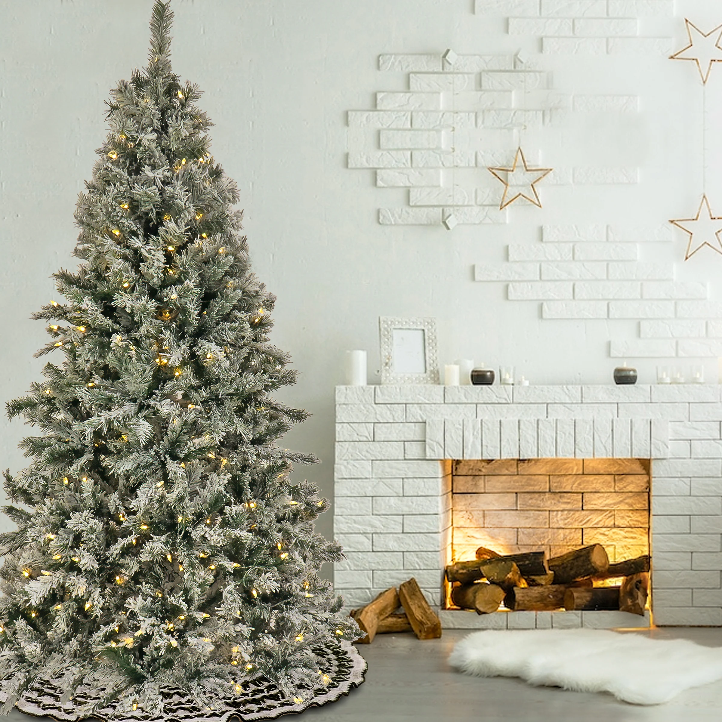 7.5 ft. Pre-Lit Snowy Harwich Tree with PowerConnect Warm White LED Lights, Plug-In - Image 2
