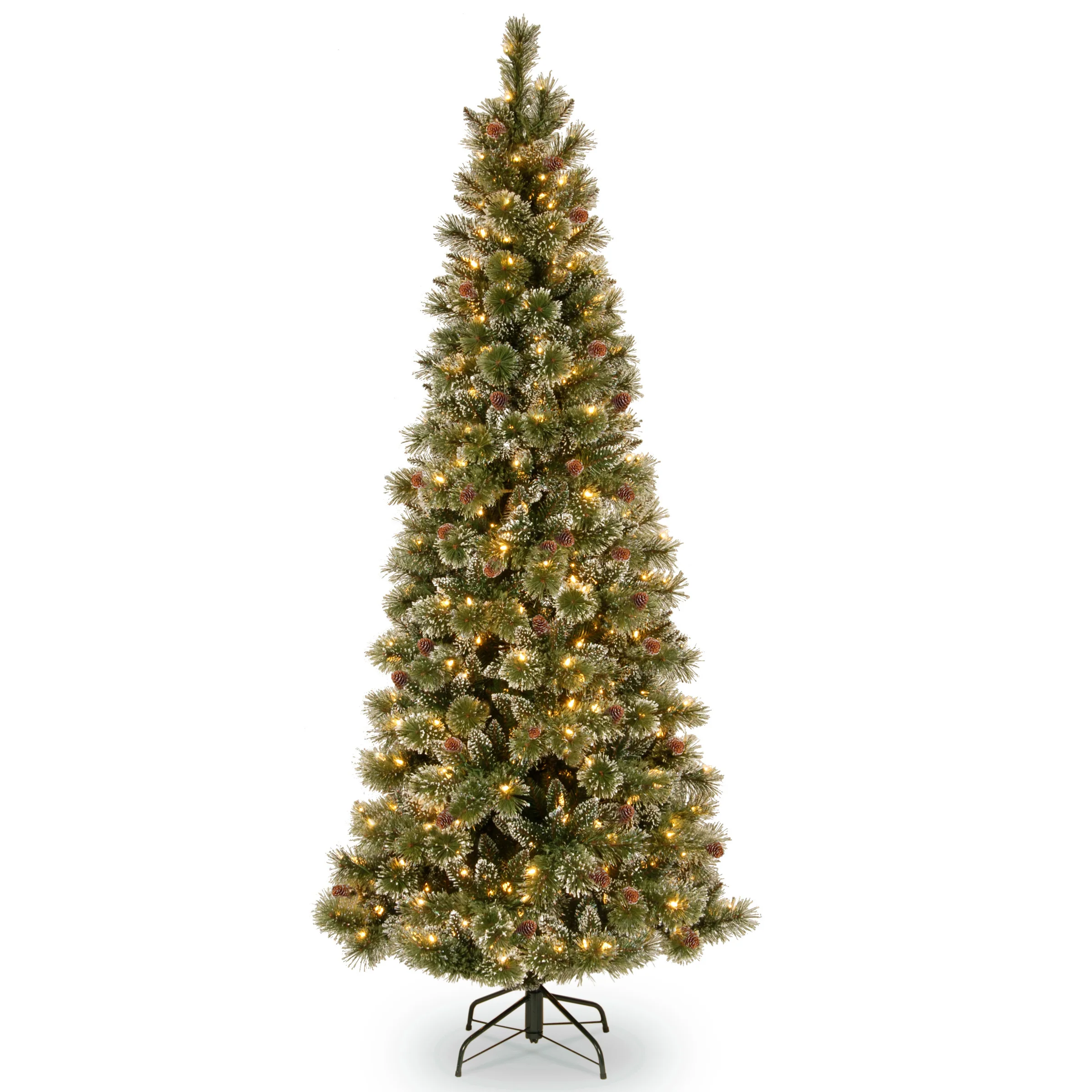 7 ft. Pre-Lit Glistening Pine Pencil Slim Tree with PowerConnect Clear Lights