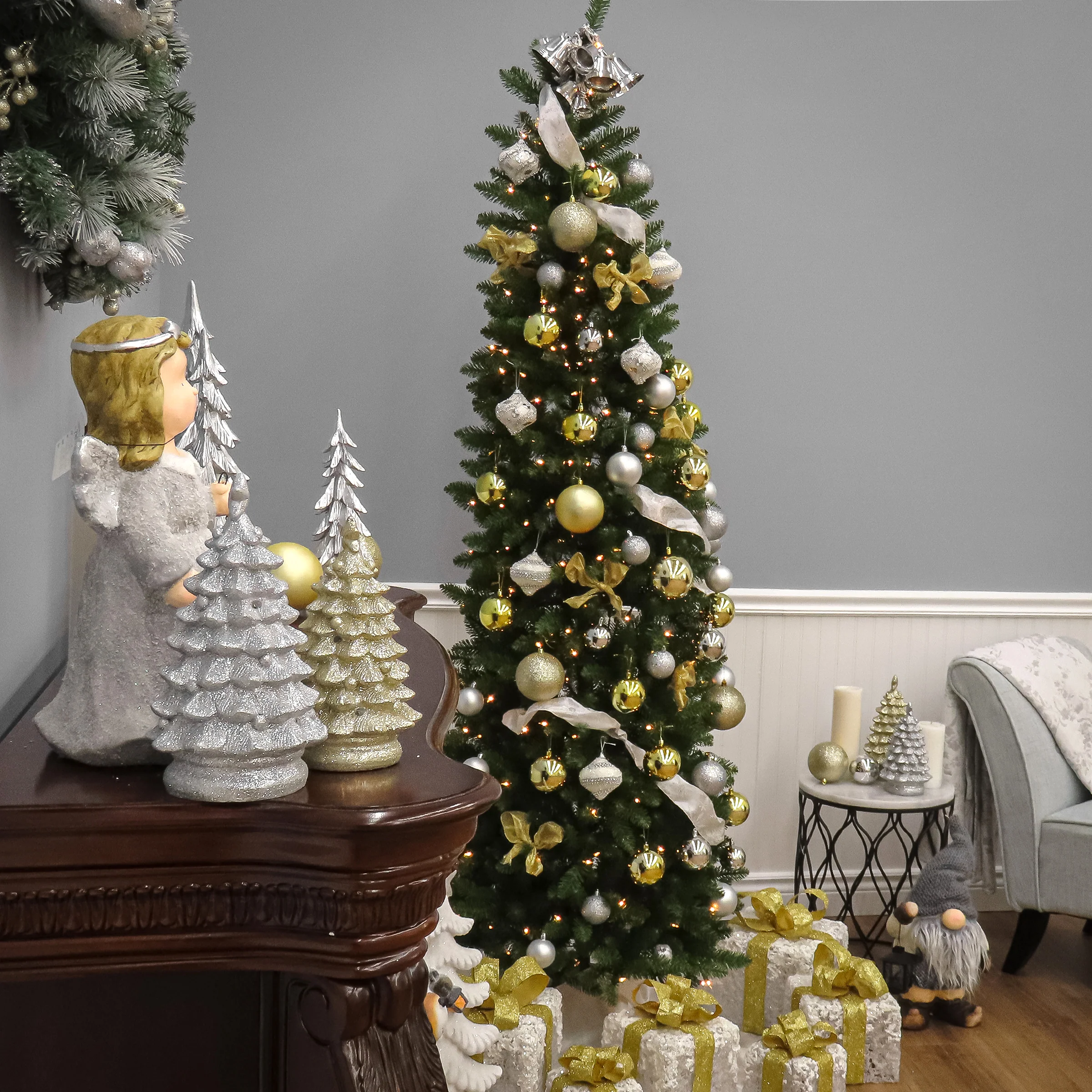 7 ft. Pre-Lit Kingswood Fir Pencil Tree with Clear Lights, Plug-In - Image 10
