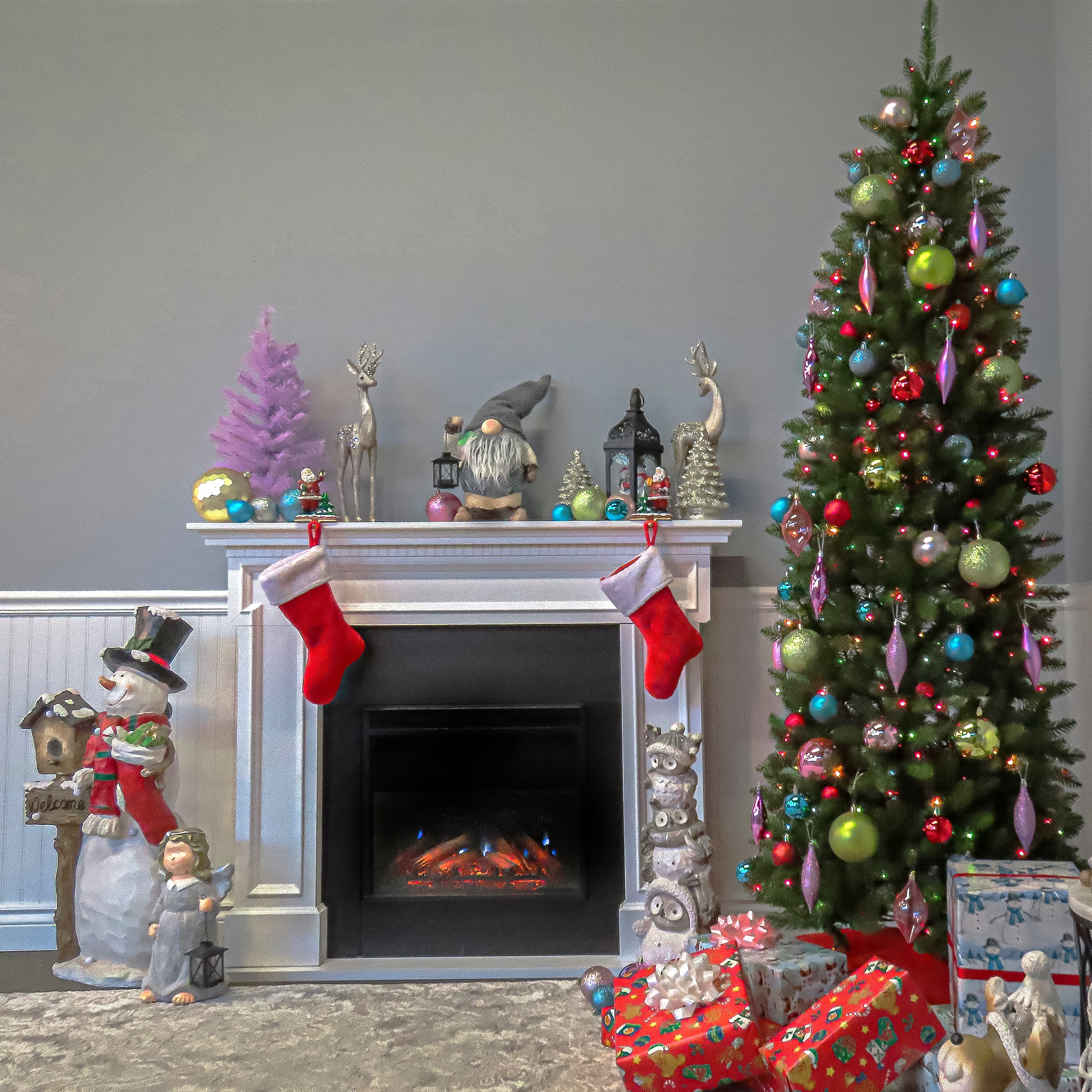 7 ft. Pre-Lit Kingswood Fir Pencil Tree with Multicolor Lights, Plug-In - Image 8