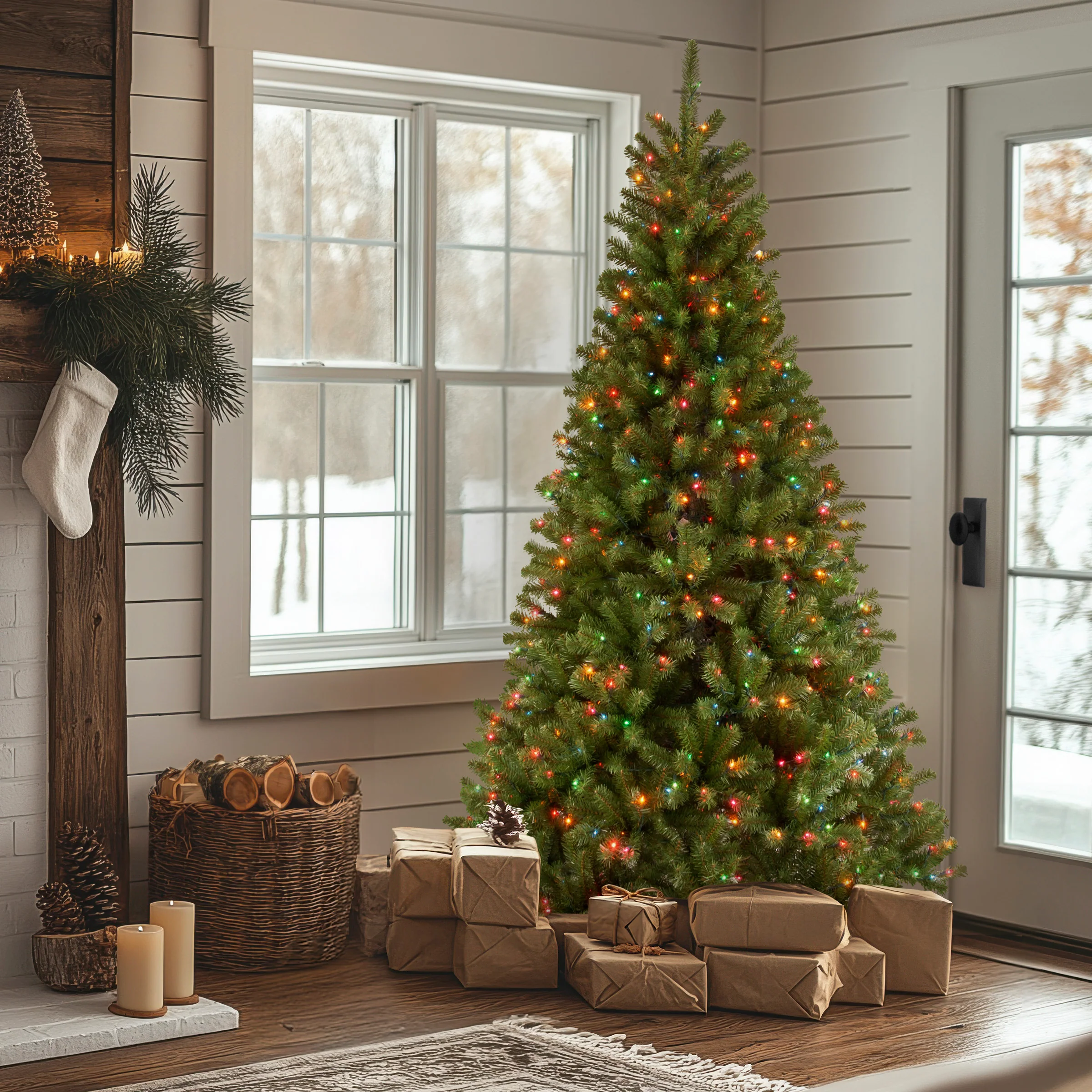 7 ft. Pre-Lit North Valley Spruce Tree with Multicolor Lights, Plug-In - Image 2