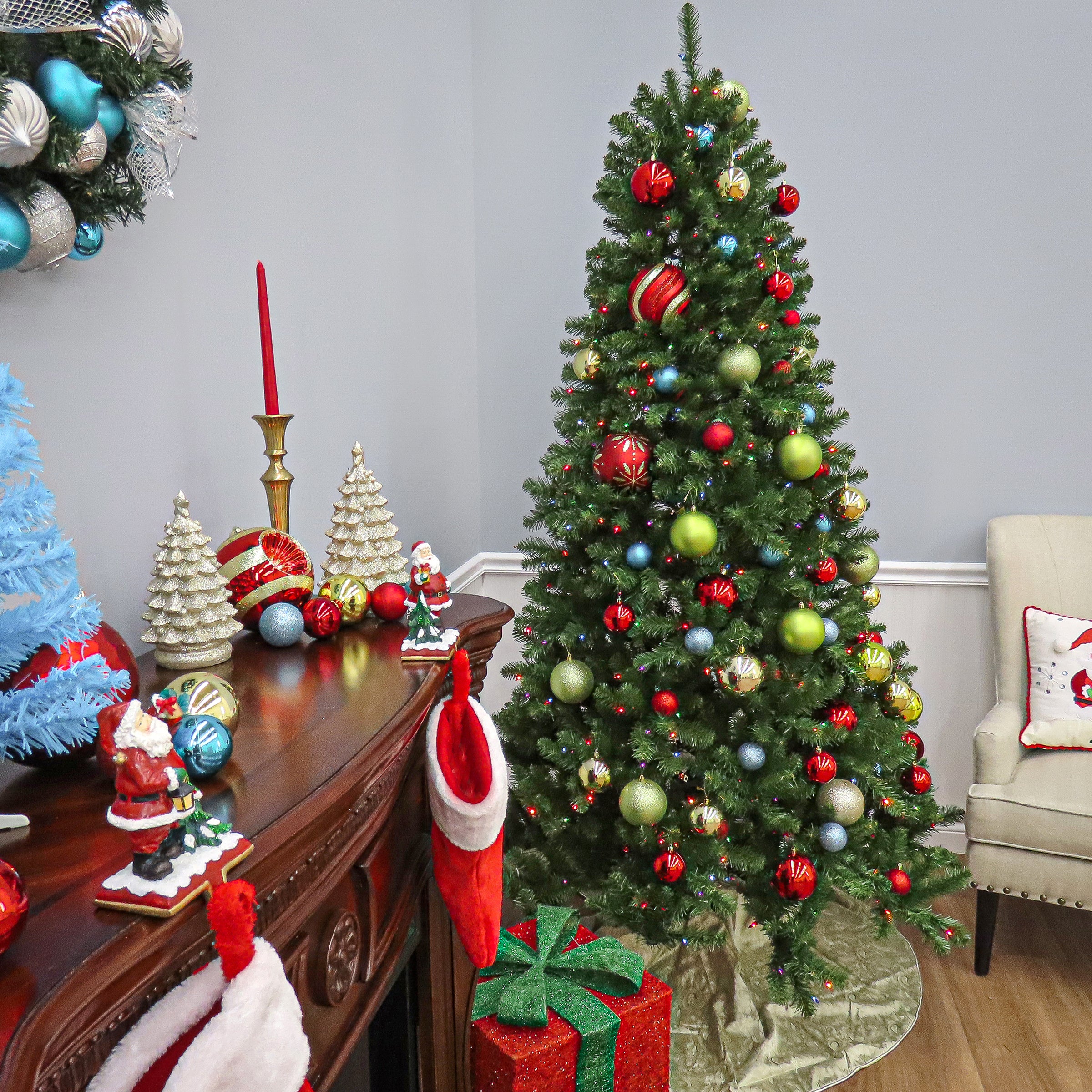 7 ft. Pre-Lit North Valley Spruce Tree with Multicolor Lights, Plug-In - Image 5