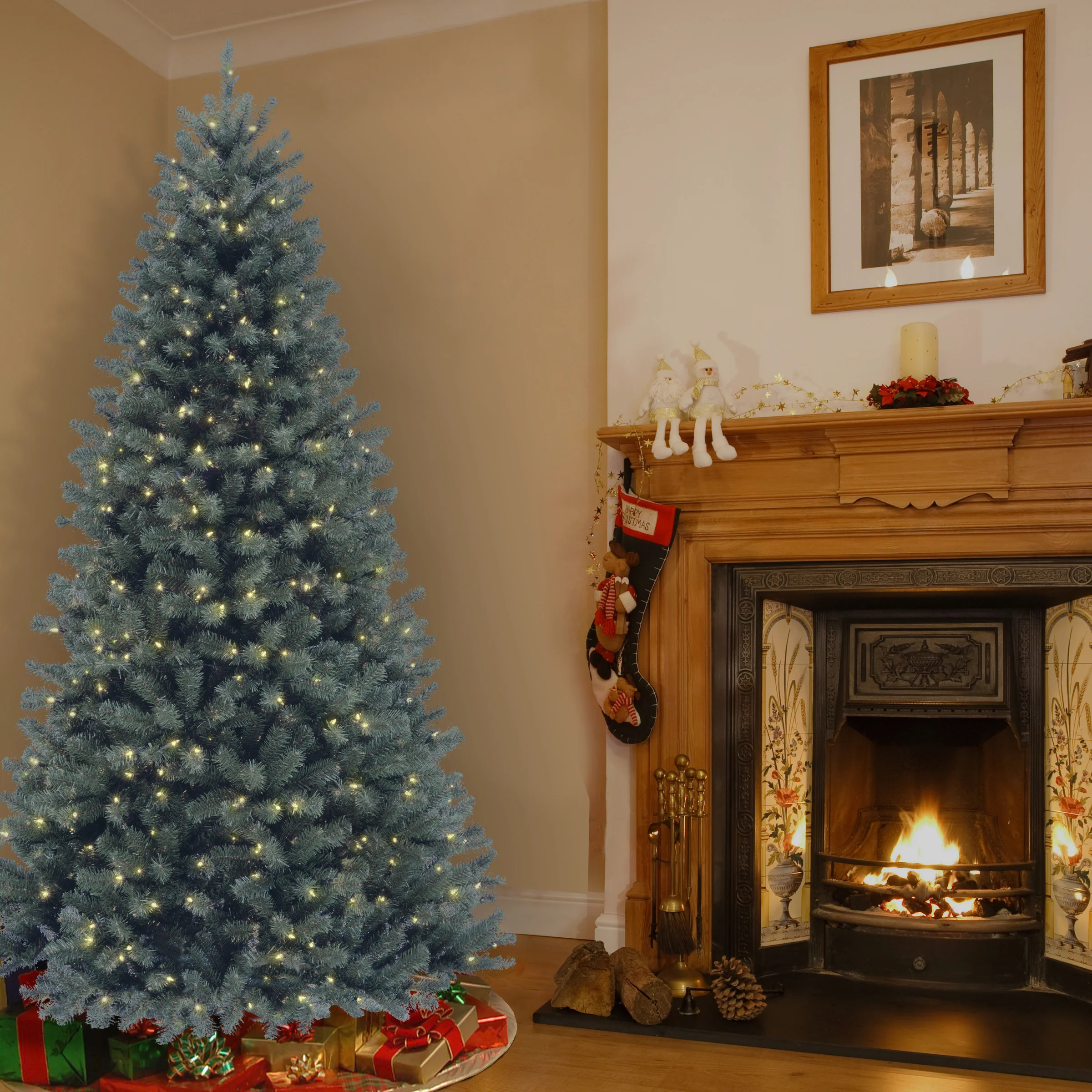 9 ft. Pre-Lit Blue North Valley Spruce Tree with Clear Lights, Plug-In - Image 3