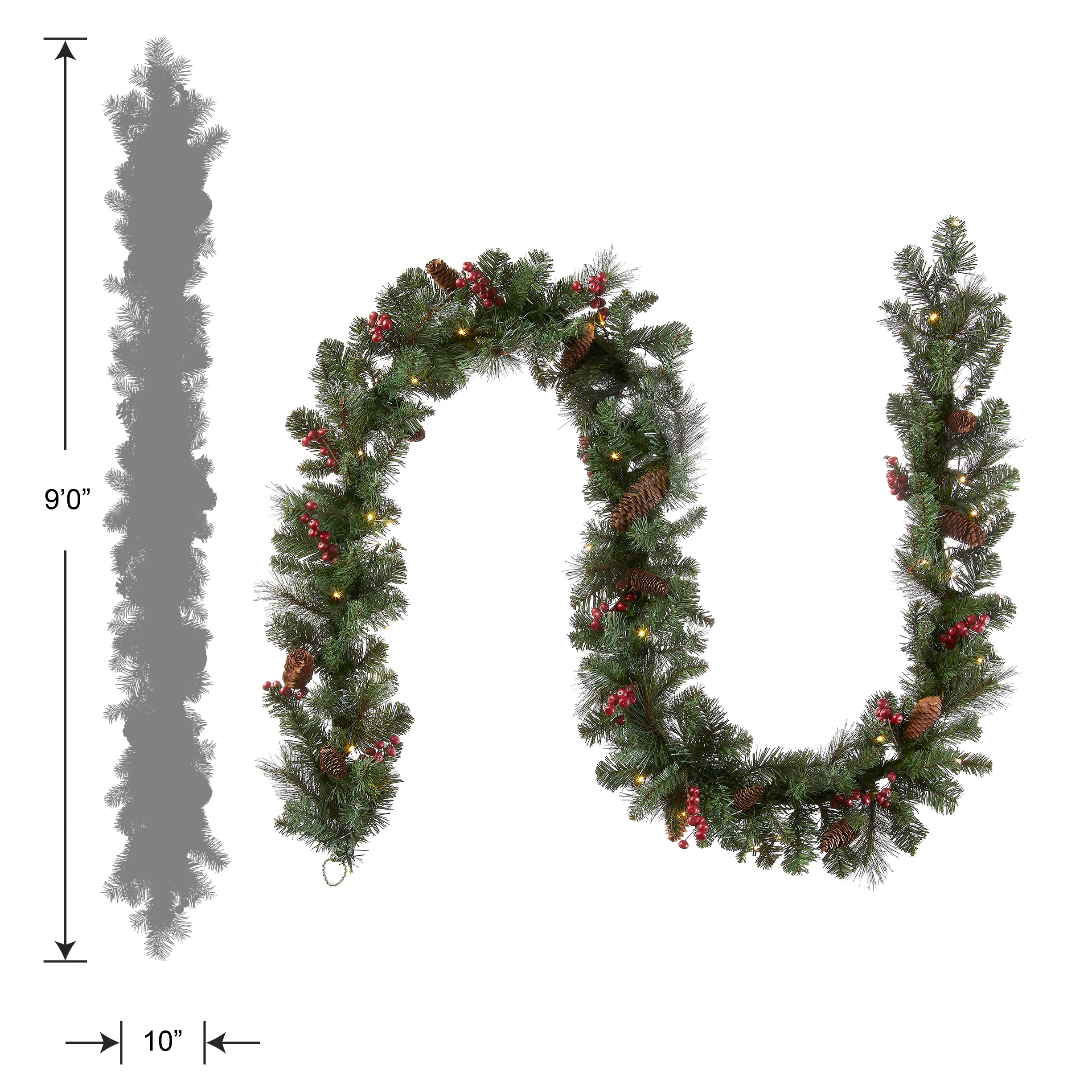 9 ft. Pre-Lit Crestwood Spruce Garland with Clear Lights, Plug-In - Image 4