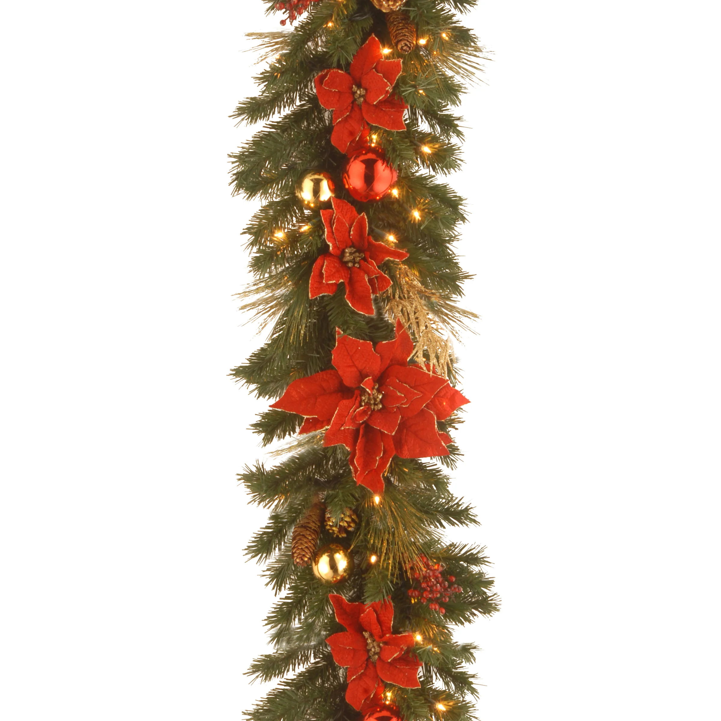 9 ft. Pre-Lit Decorative Collection Home Spun Garland with Clear Lights