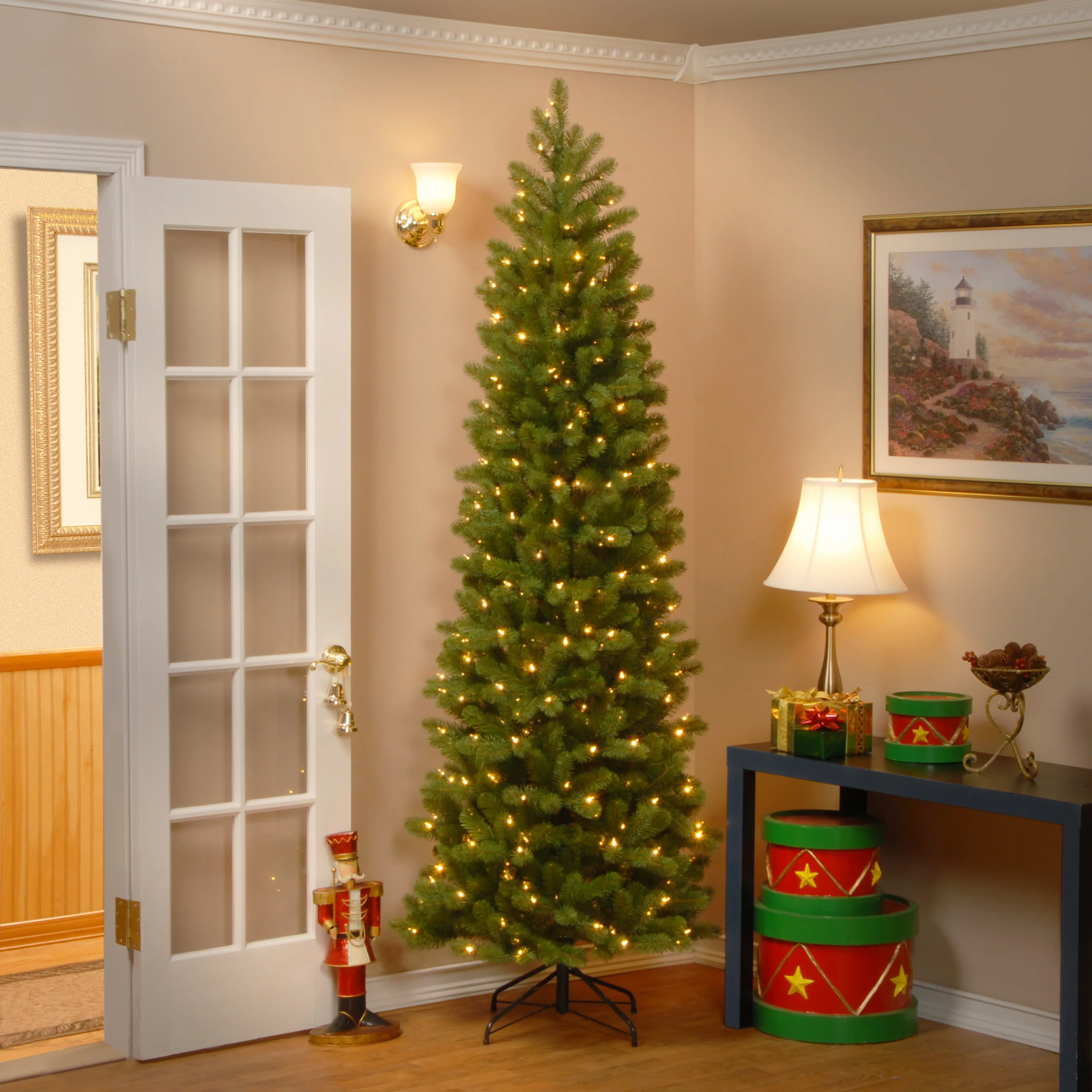 9 ft. Pre-Lit Downswept Douglas Fir Pencil Slim Tree with Clear Lights, Plug-In - Image 13