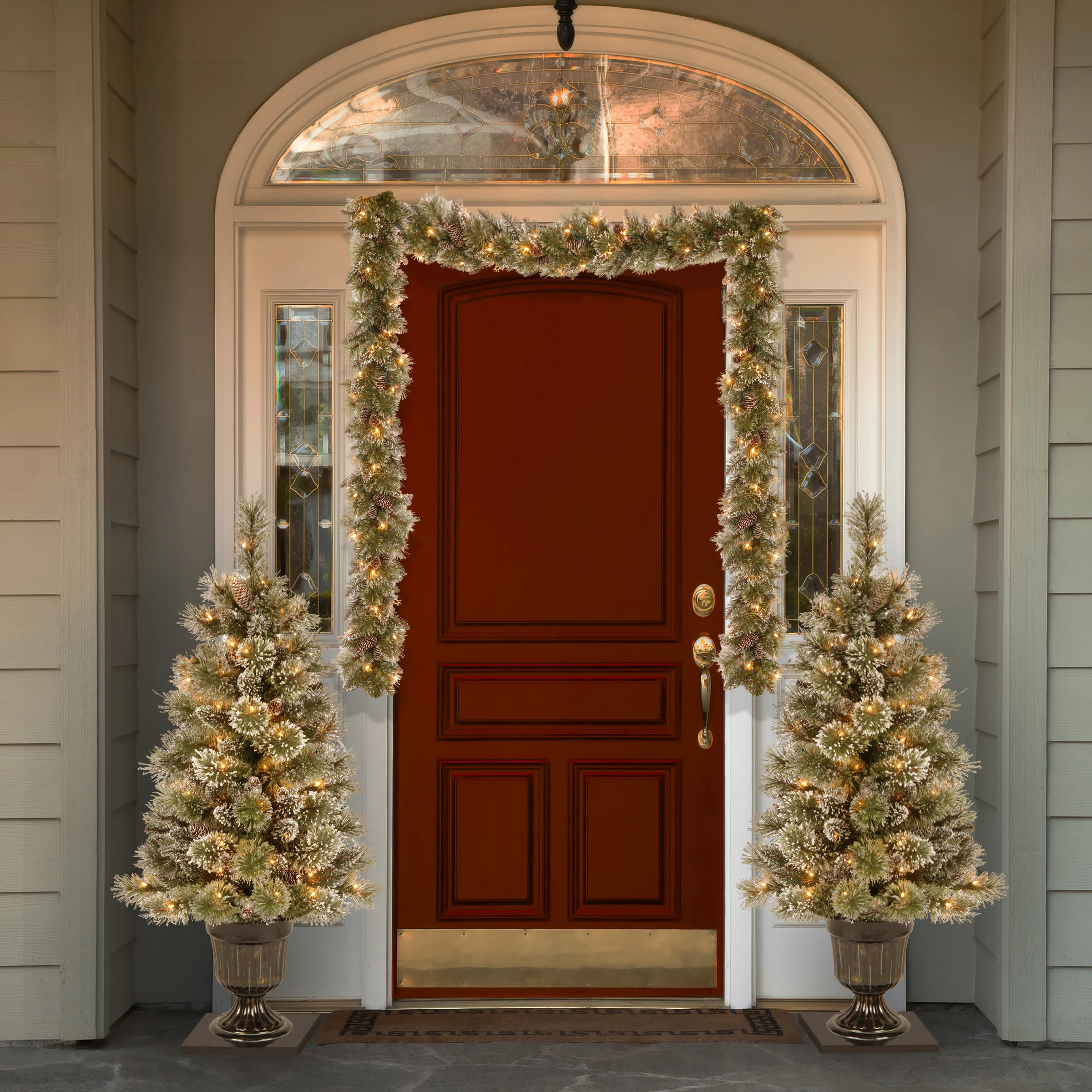 9 ft. Pre-Lit Glittery Bristle Pine Garland with Twinkly LED Lights - Image 2