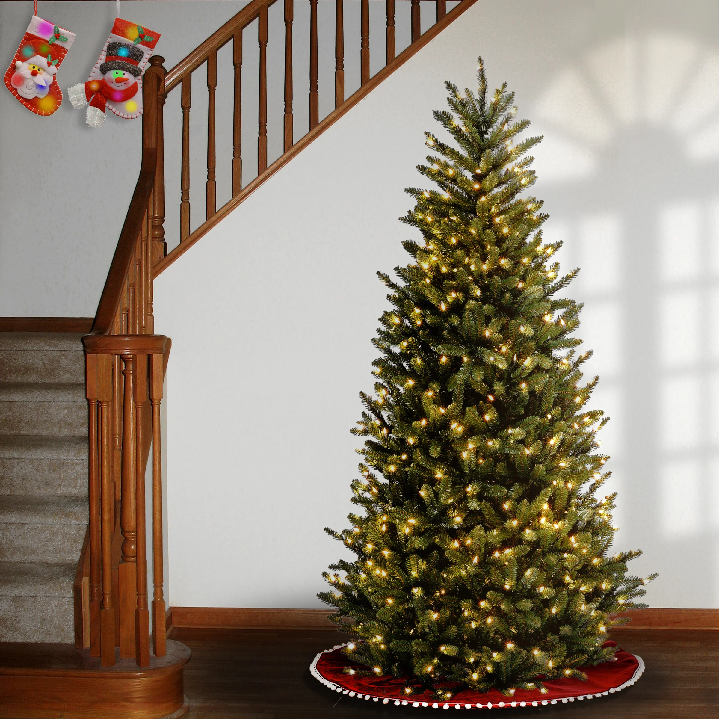 9 ft. Pre-Lit Natural Fraser Fir Slim Tree with Clear Lights, Plug-In - Image 3