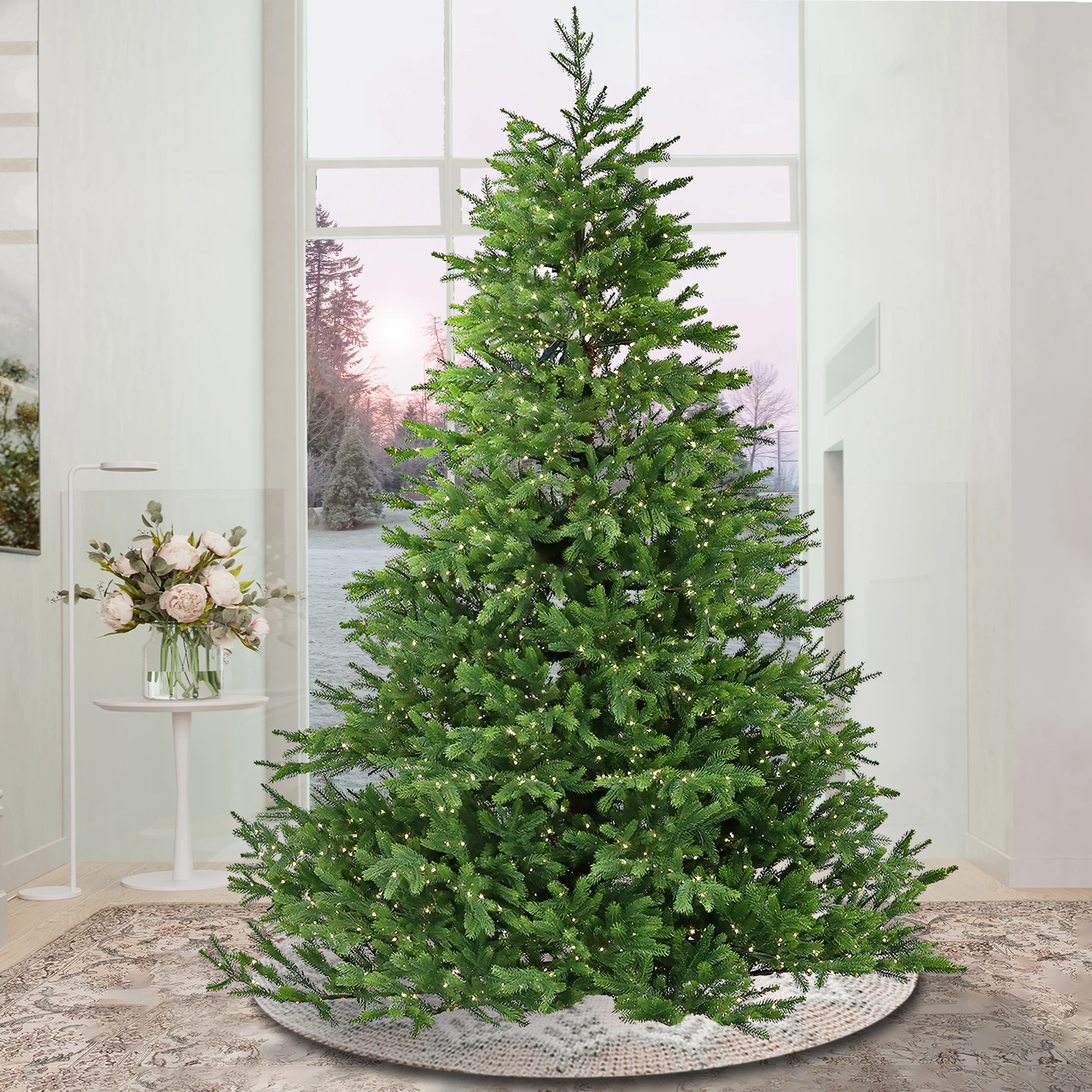9 ft. Pre-Lit Noble Fir Tree with Dual Color Changing Rice Lights - Image 2