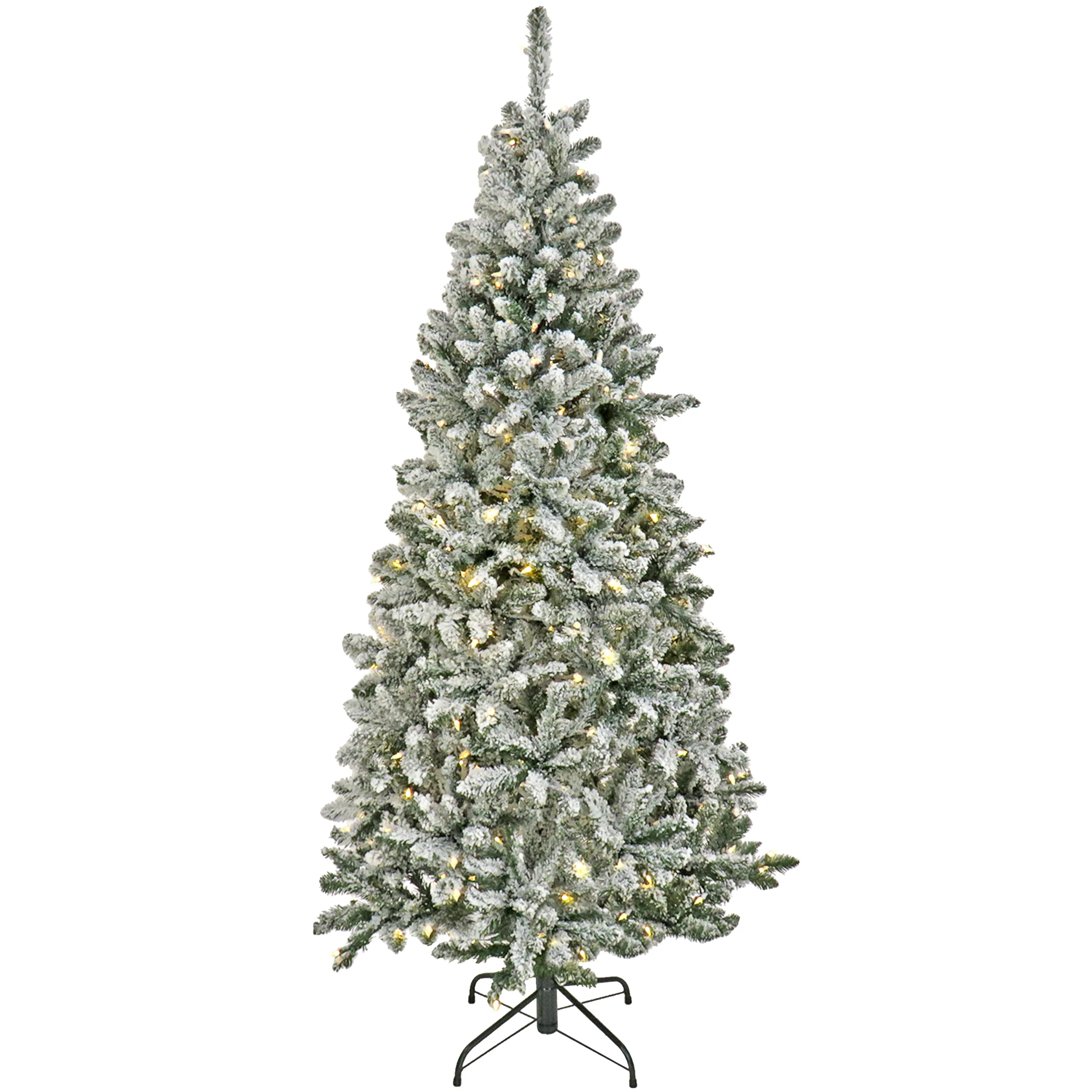 9 ft. Pre-Lit Snowy Chatham Slim Tree with PowerConnect Dual Colored LED Lights, Plug-In