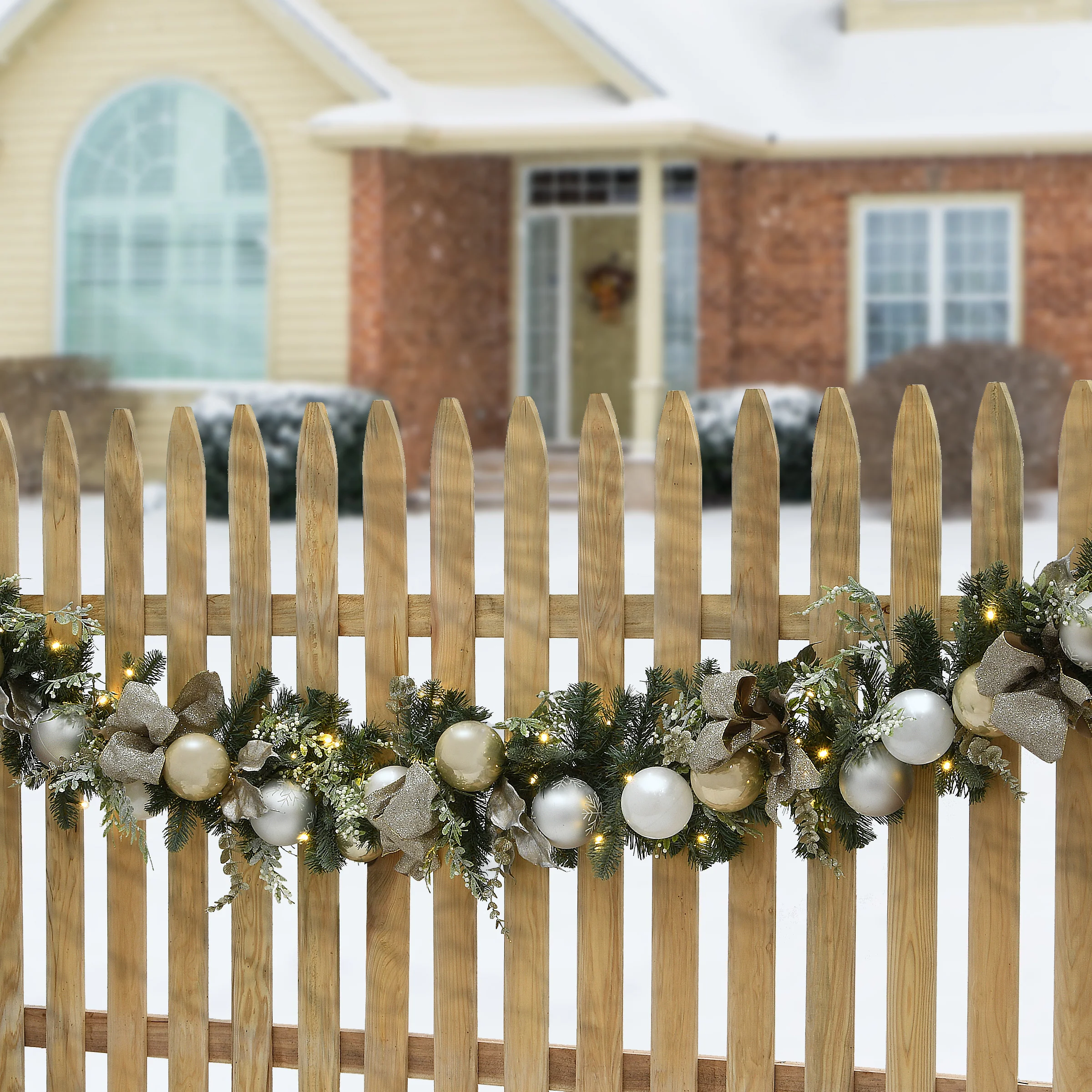 9 ft. Pre-Lit Yuletide Glam Garland with LED Lights - Image 2