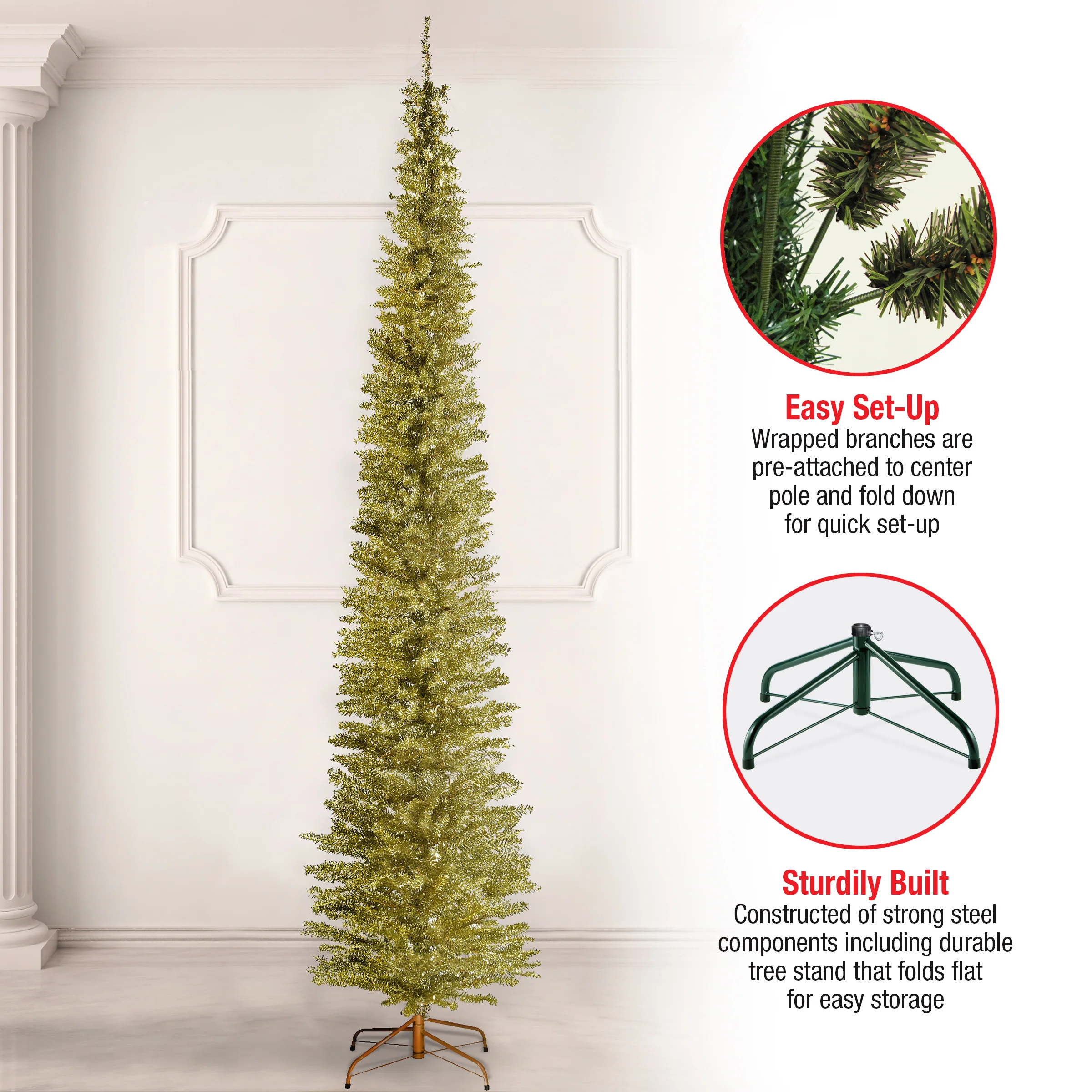 9 ft. Tinsel Collection Champagne Tree - Image 6
