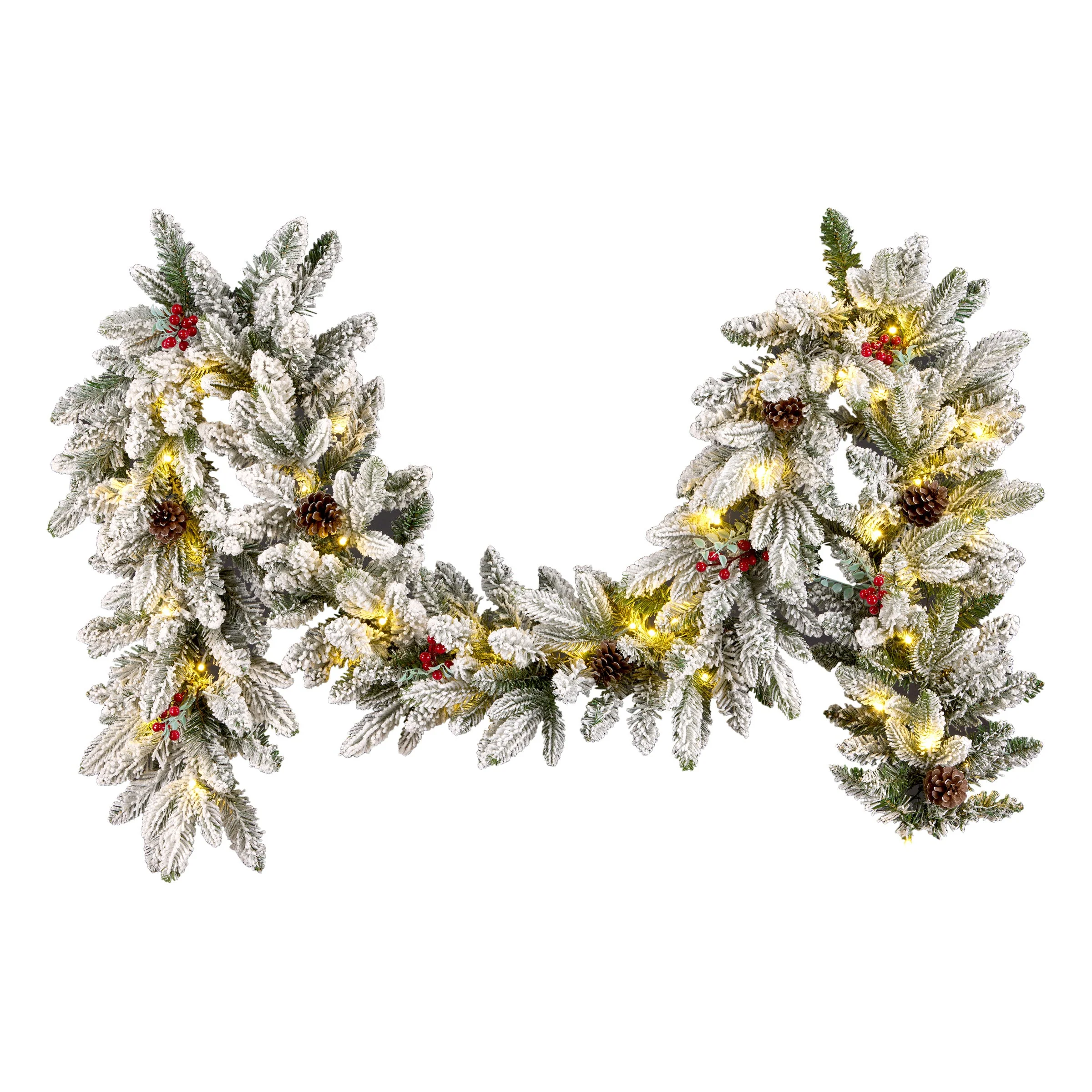 9 ft. Snowberry Pine Garland with LED lights - Image 3